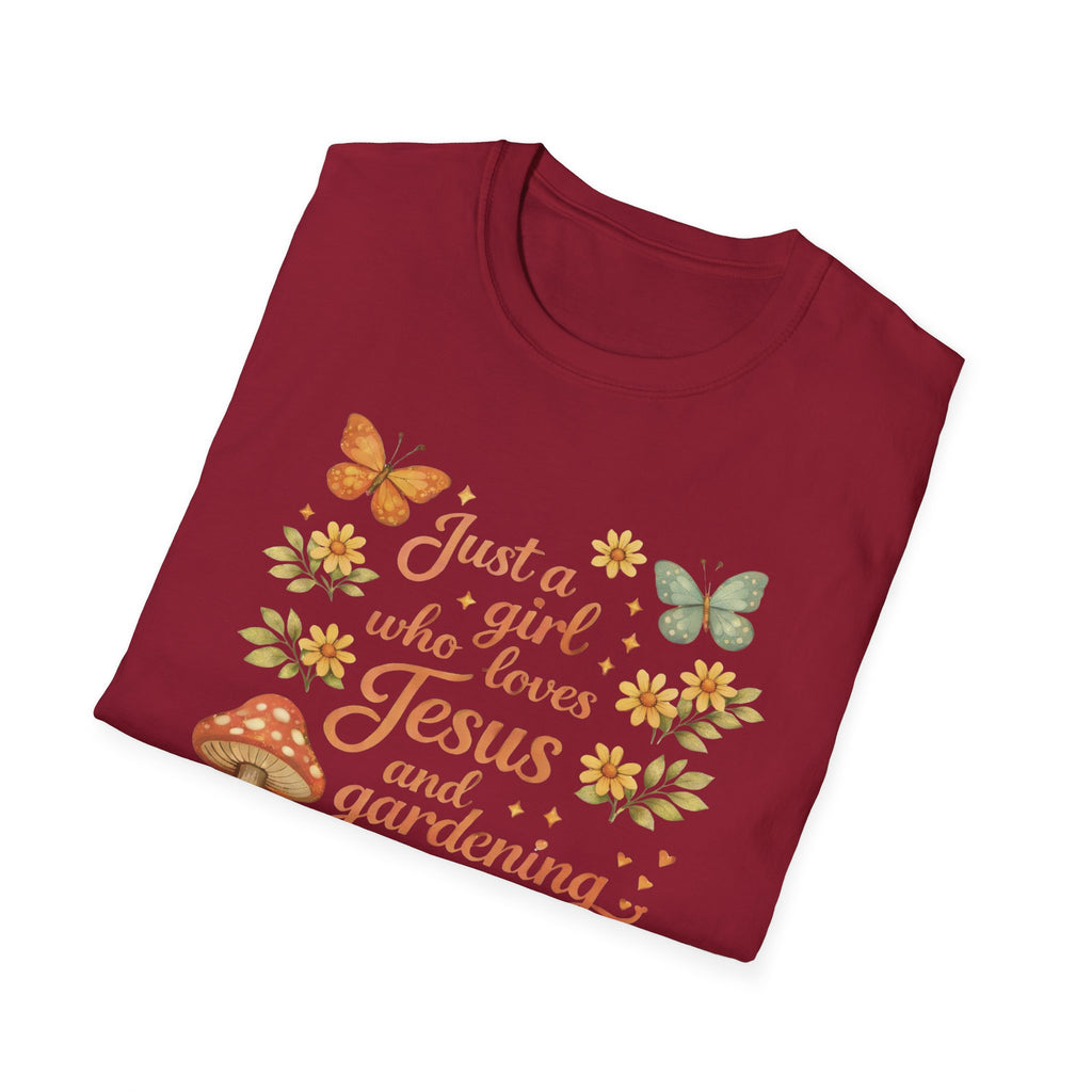 Just A Girl Who Loves Jesus and Gardening Gildan Unisex Tshirt | Christian Gardening T-Shirt | Faith Shirt | Cotton Tee