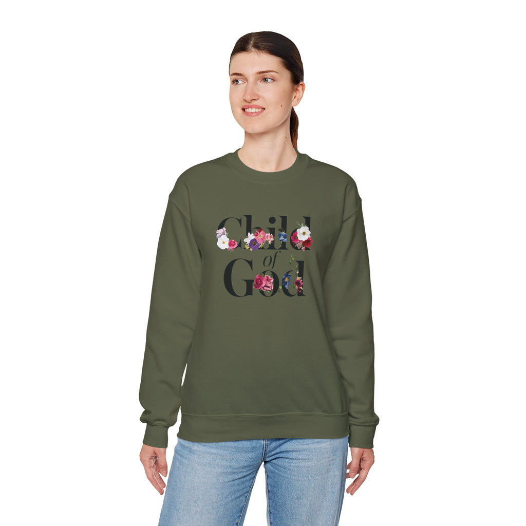 Child of God Floral Christian Gildan Crewneck Sweatshirt | Faith Inspirational Gift
