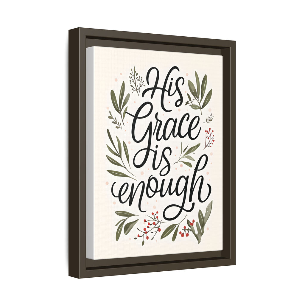 His Grace is Enough Floral Scripture Framed Matte Canvas | Modern Faith Home Decor
