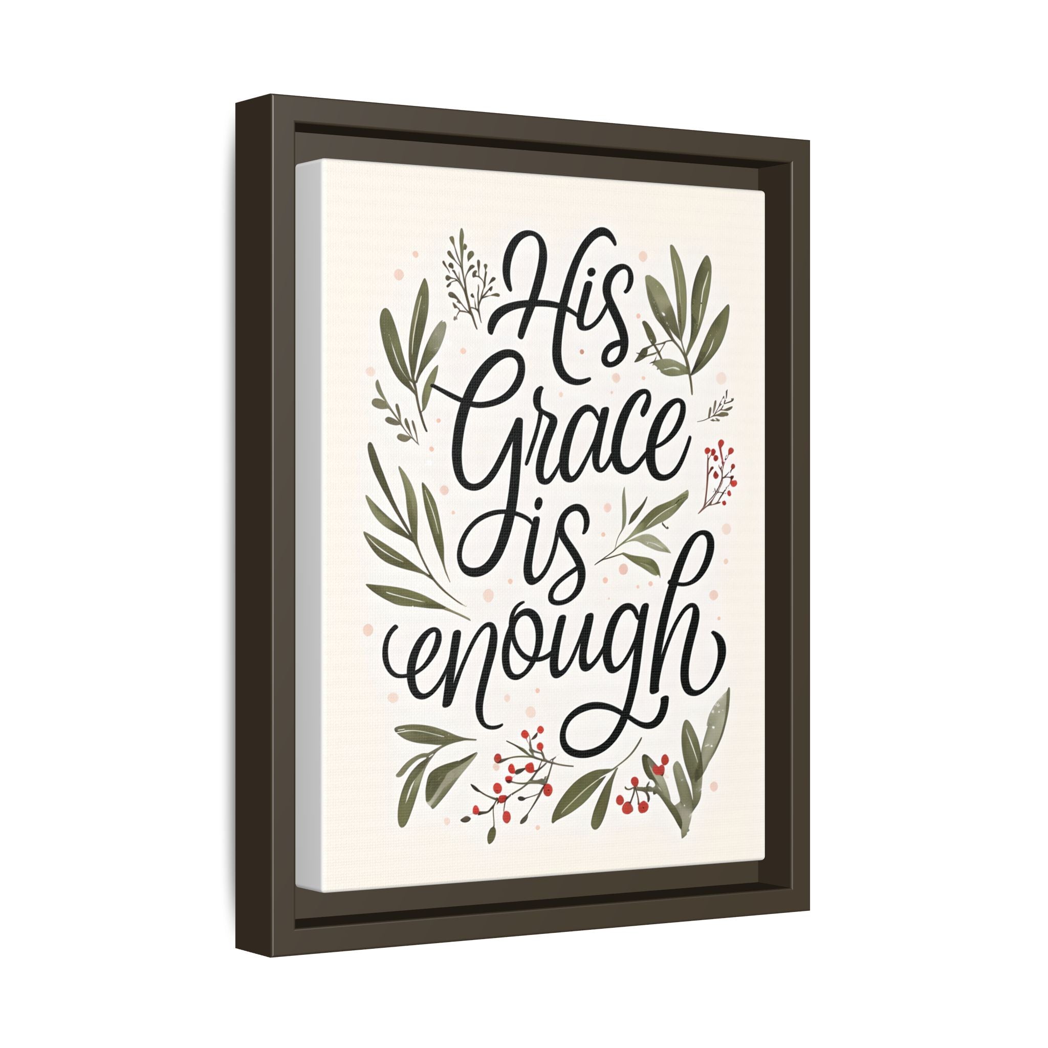 His Grace is Enough Floral Scripture Framed Matte Canvas | Modern Faith Home Decor