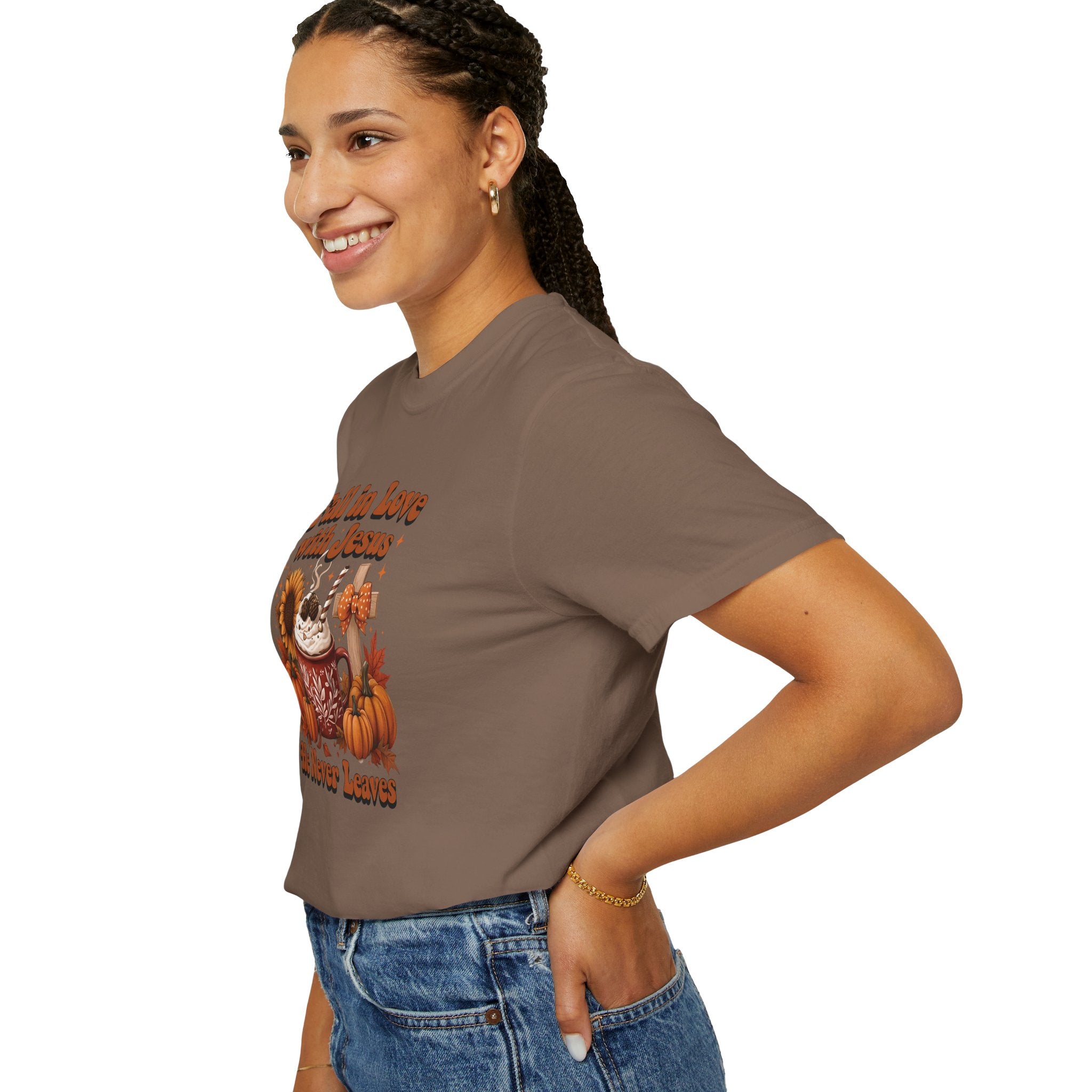 Fall in Love with Jesus Unisex Garment Dyed Comfort Colors T-Shirt | Christian Fall T-Shirt | Faith Based Thanksgiving Tee | Unisex Religious Cotton Top