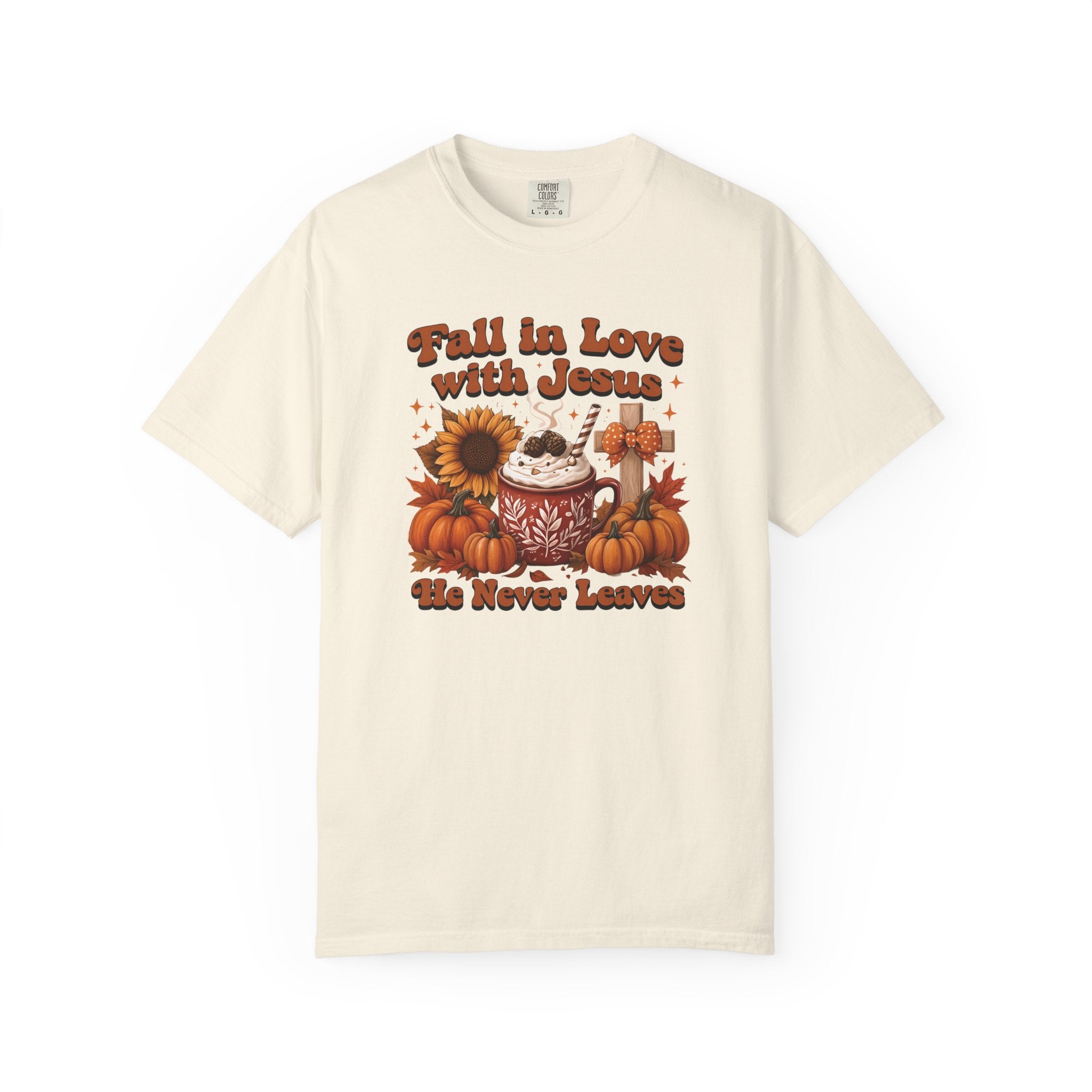 Fall in Love with Jesus Unisex Garment Dyed Comfort Colors T-Shirt | Christian Fall T-Shirt | Faith Based Thanksgiving Tee | Unisex Religious Cotton Top