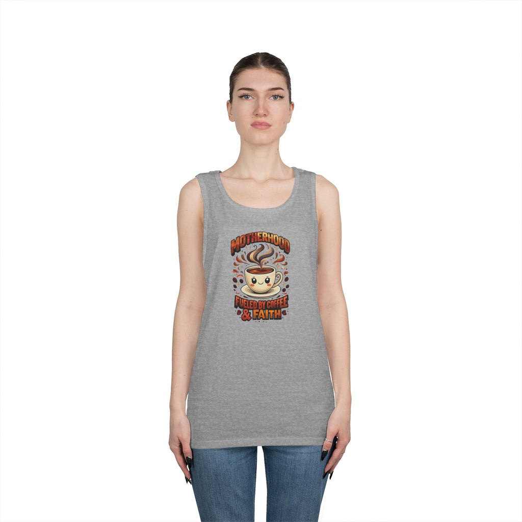 Motherhood Fueled by Coffee & Faith Gildan Tank Top | Christian Mom Shirt | Coffee Lover Mother’s Day Gift