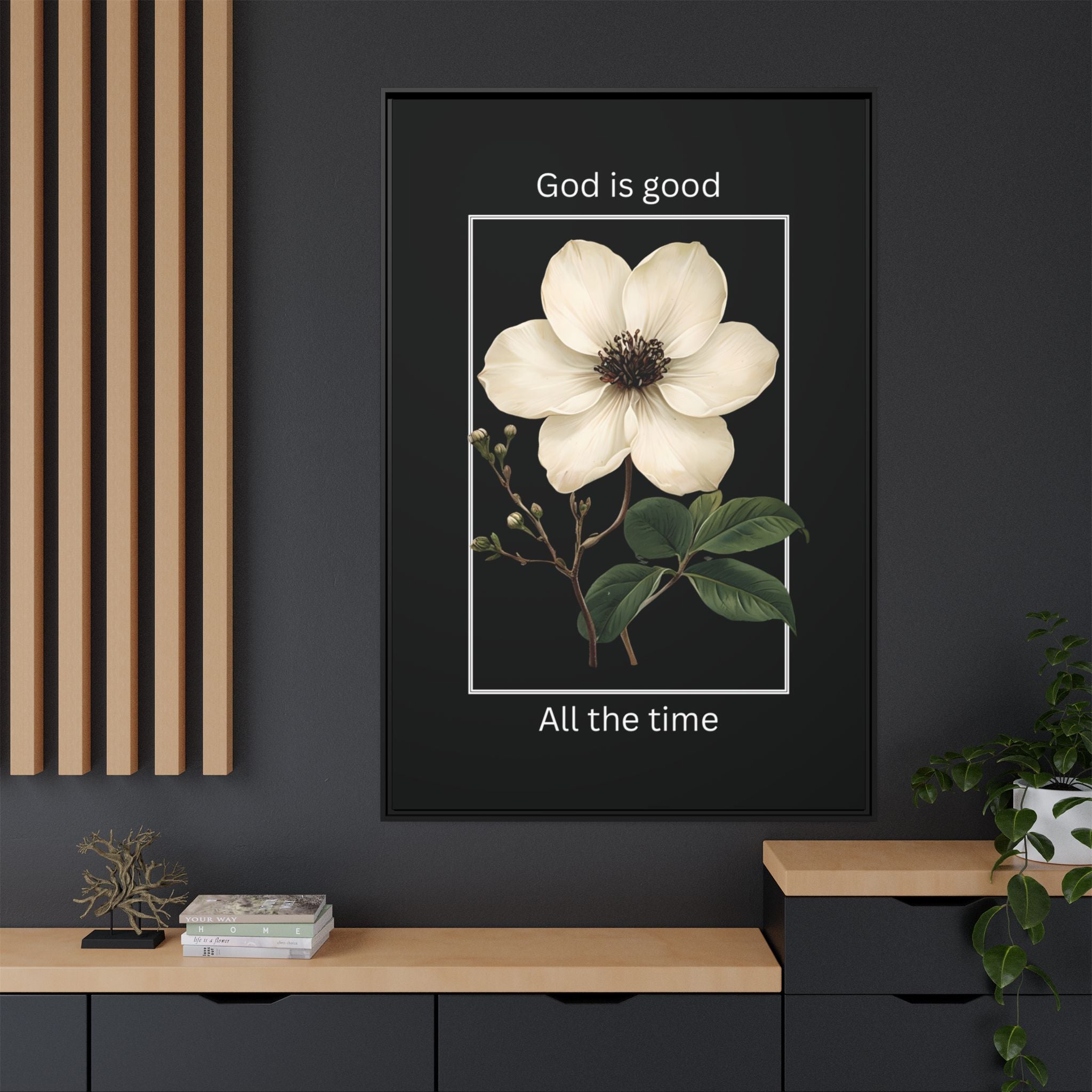 God is Good All The Time Christian Framed Matte Canvas Wall Art | Faith Inspirational Home Decor