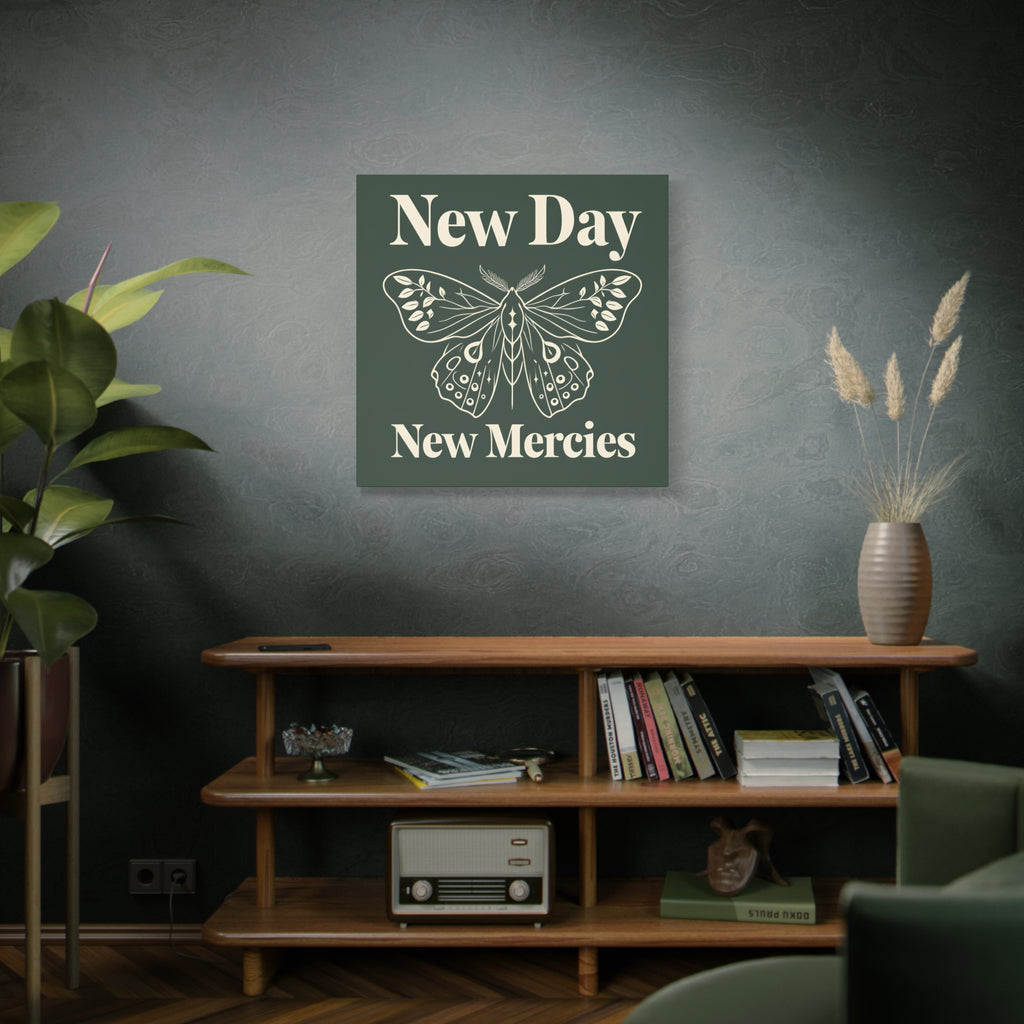 New Day New Mercies Christian Matte Canvas Wall Art | Faith Home Decor | Christian Housewarming Gift