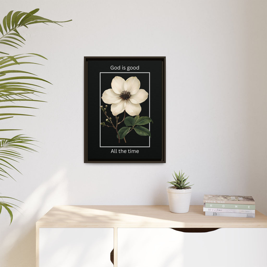 God is Good All The Time Christian Framed Matte Canvas Wall Art | Faith Inspirational Home Decor