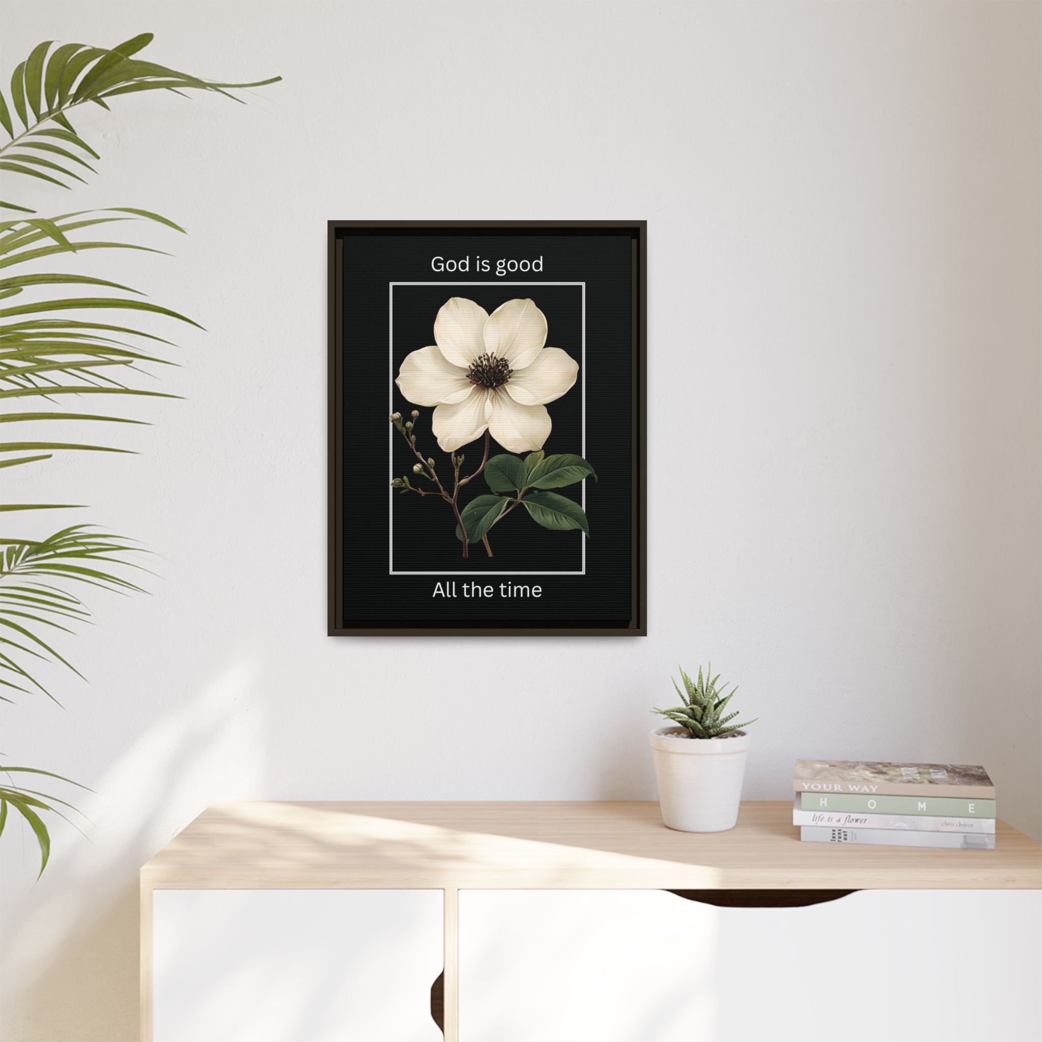 God is Good All The Time Christian Framed Matte Canvas Wall Art | Faith Inspirational Home Decor