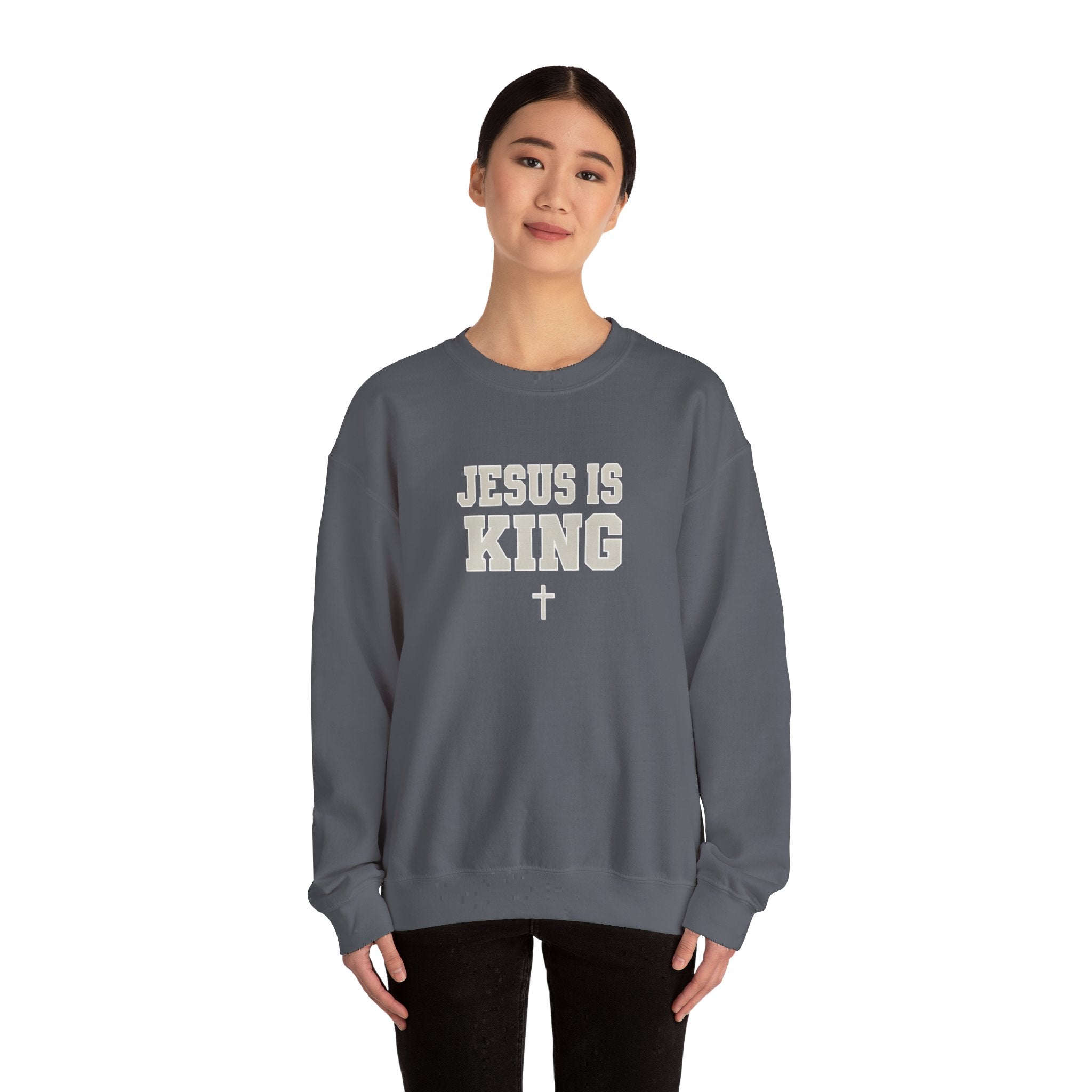 Jesus is King Gildan Unisex Crewneck Sweatshirt | Christian Apparel | Inspirational Gift | Cozy Everyday Wear