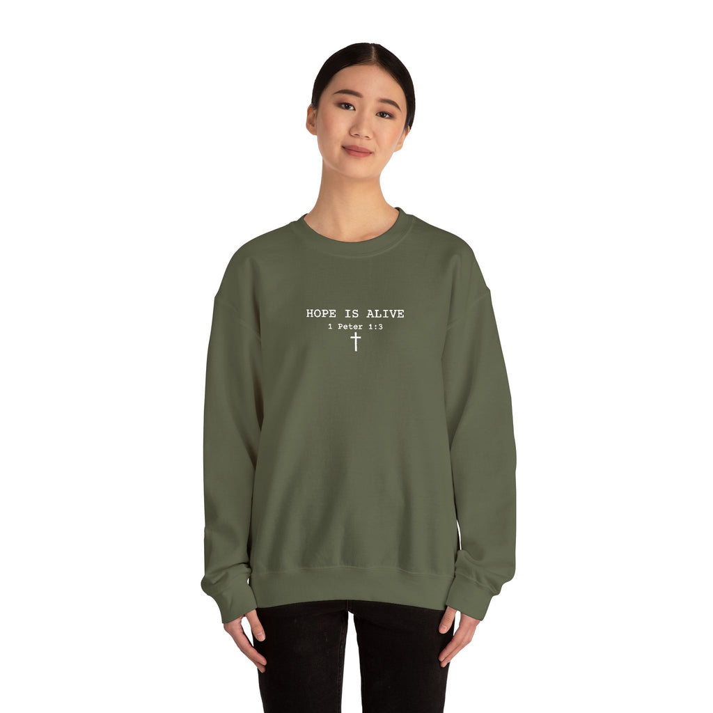 Hope is Alive Embroidered Gildan Unisex Crewneck Sweatshirt | Christian Gift |