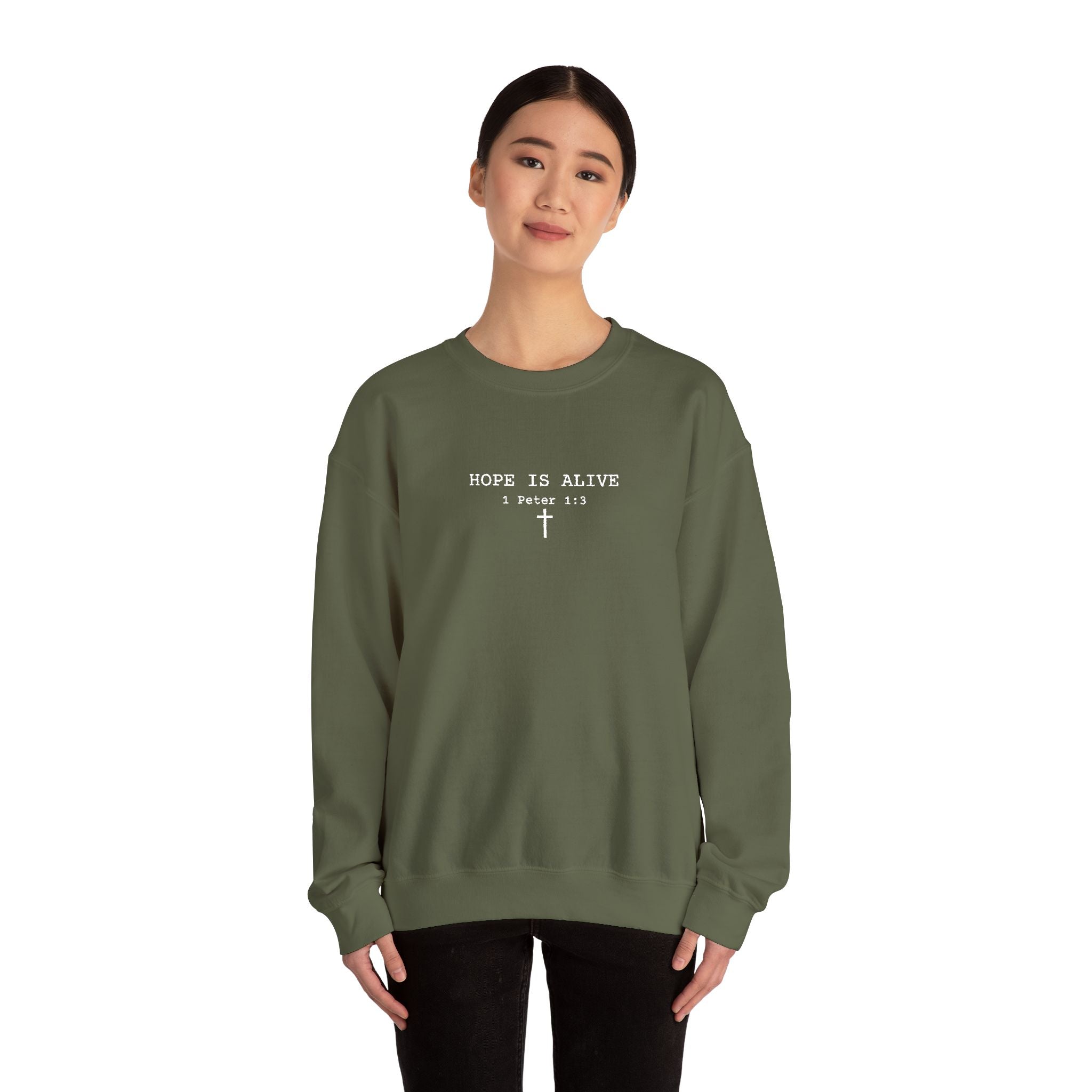 Hope is Alive Embroidered Gildan Unisex Crewneck Sweatshirt | Christian Gift |