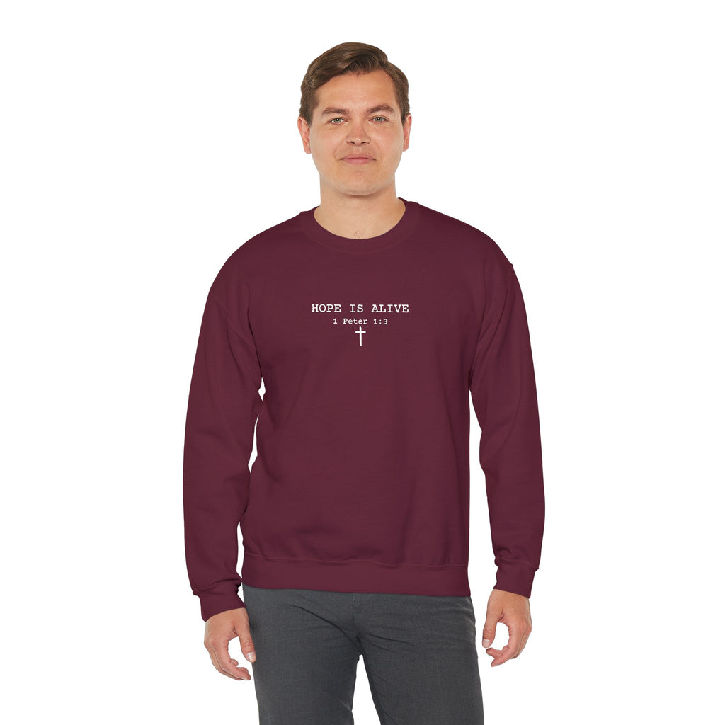 Hope is Alive Embroidered Gildan Unisex Crewneck Sweatshirt | Christian Gift |