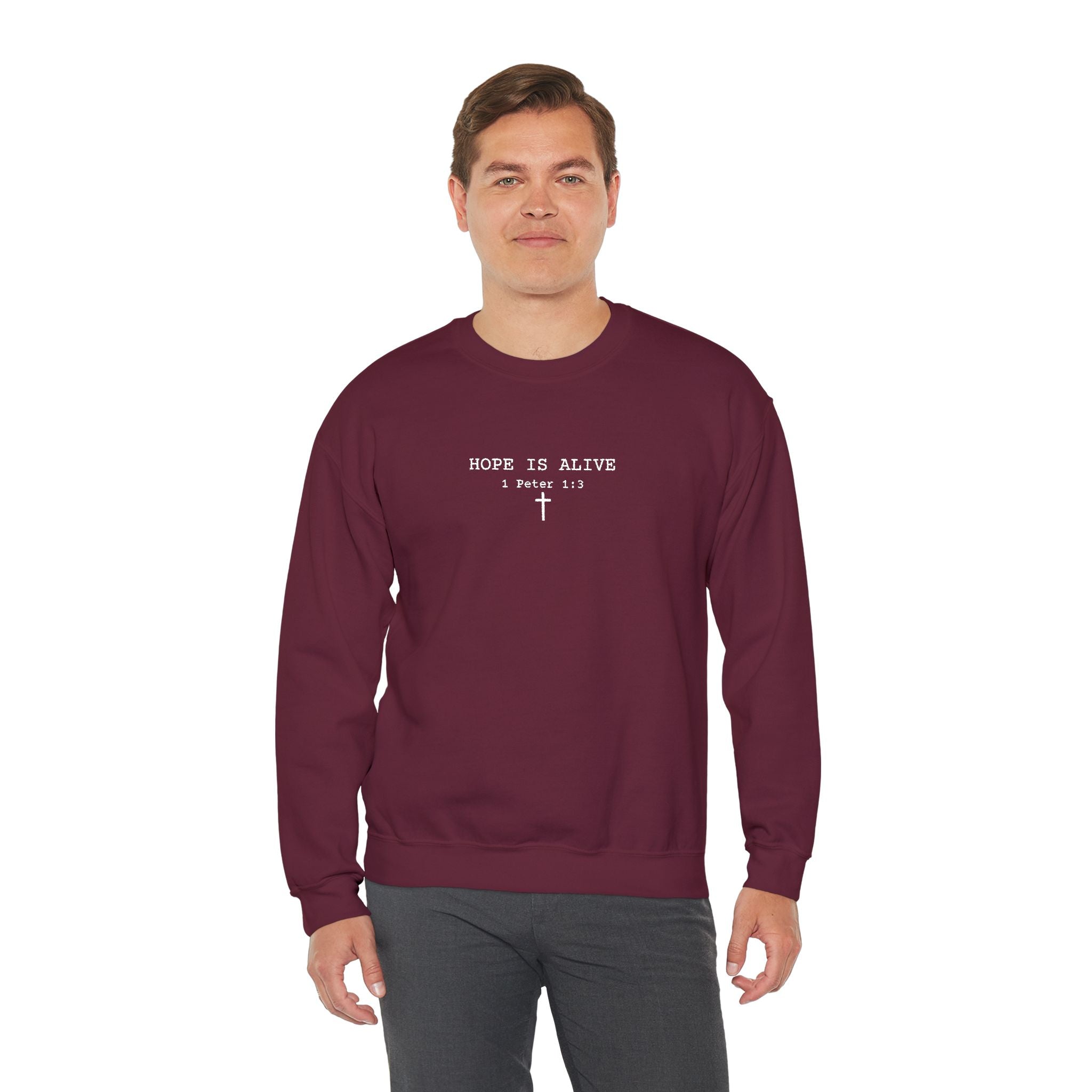 Hope is Alive Embroidered Gildan Unisex Crewneck Sweatshirt | Christian Gift |