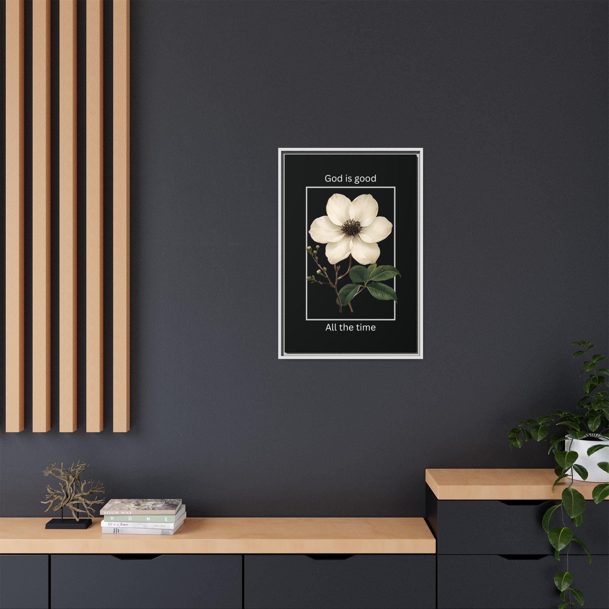 God is Good All The Time Christian Framed Matte Canvas Wall Art | Faith Inspirational Home Decor