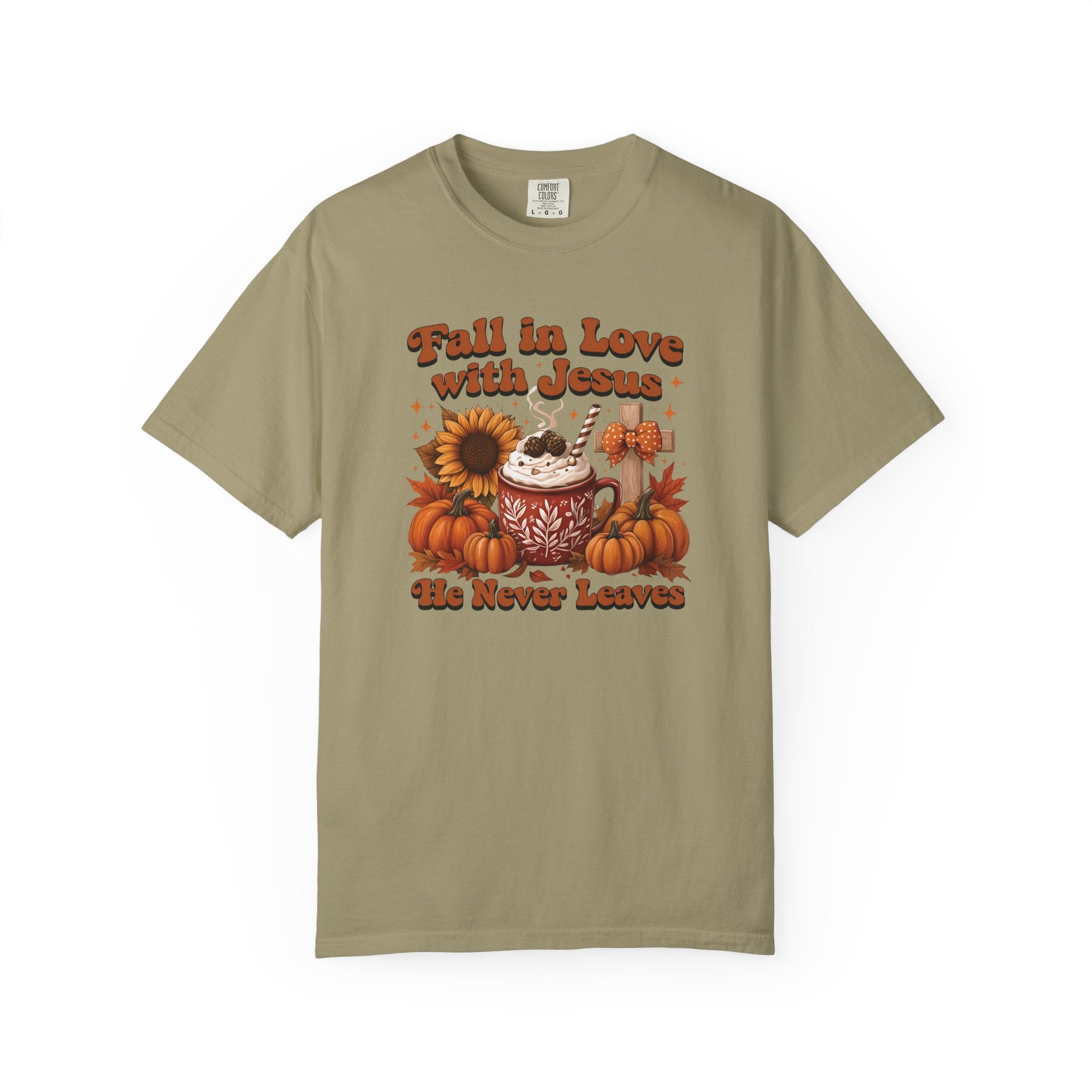 Fall in Love with Jesus Unisex Garment Dyed Comfort Colors T-Shirt | Christian Fall T-Shirt | Faith Based Thanksgiving Tee | Unisex Religious Cotton Top