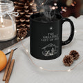 The Greatest Gift of All Christian Black Coffee Mug | Christmas Gift Ceramic Cup 11oz, 15oz