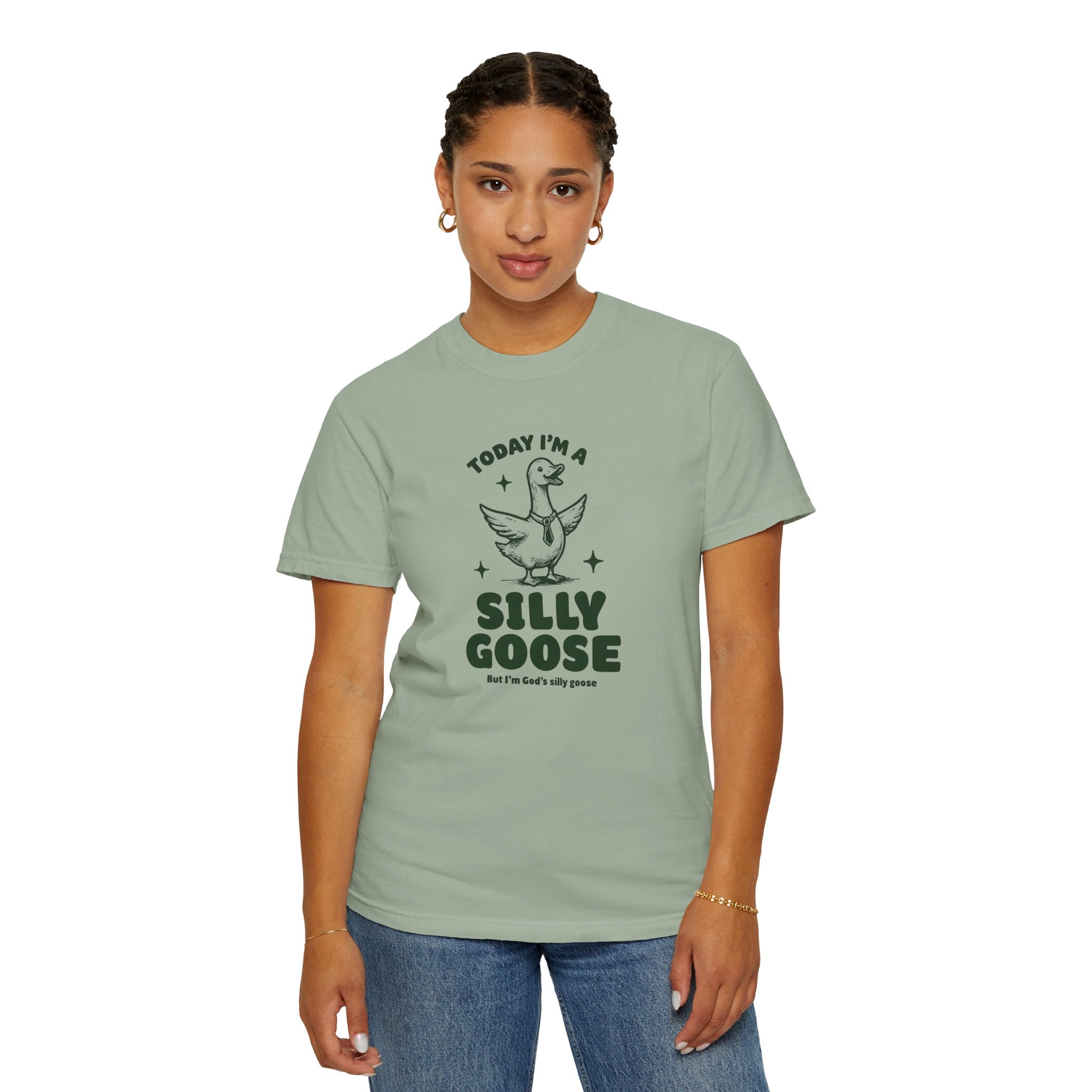 God’s Silly Goose with tie Christian T-Shirt | Graphic Tee | Unisex Garment Dyed Cotton Top S-4XL