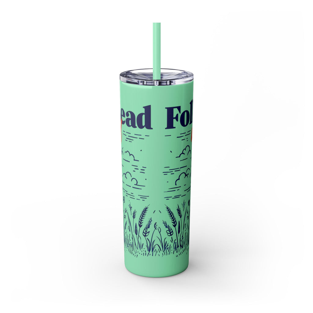 Follow His Lead, Not the Herd, 20 oz Insulated Skinny Tumbler | Stainless Steel Travel Cup | Christian Drinkware | Highland Cow
