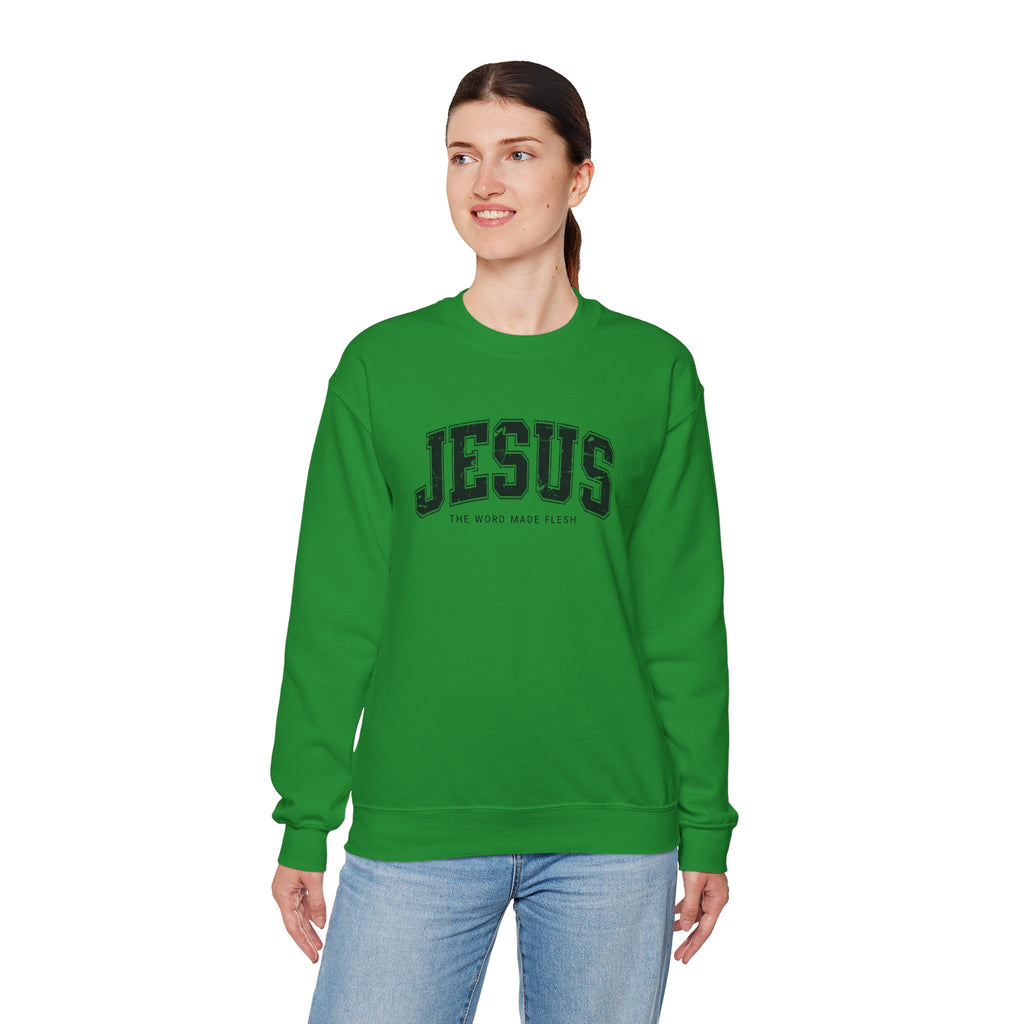 Jesus the Word Made Flesh Gildan Crewneck Sweatshirt | Christian Unisex Sweatshirt | Faith Apparel | Religious Gift