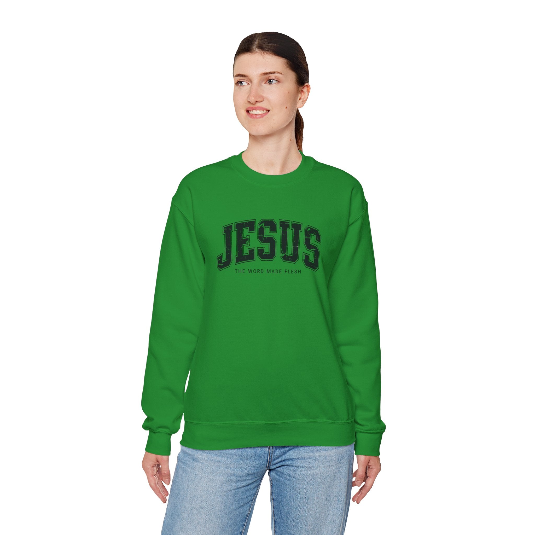 Jesus the Word Made Flesh Gildan Crewneck Sweatshirt | Christian Unisex Sweatshirt | Faith Apparel | Religious Gift