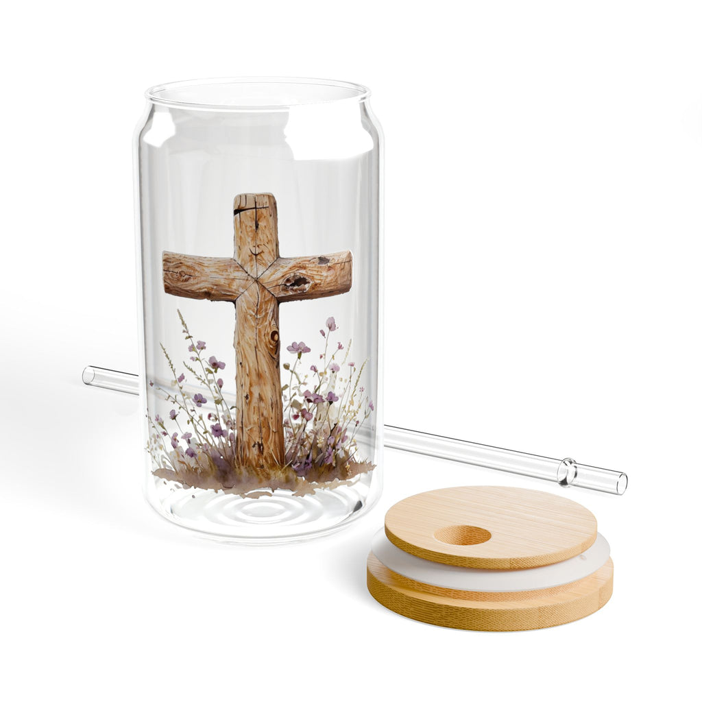 Rustic Cross Sipper Glass | 16oz