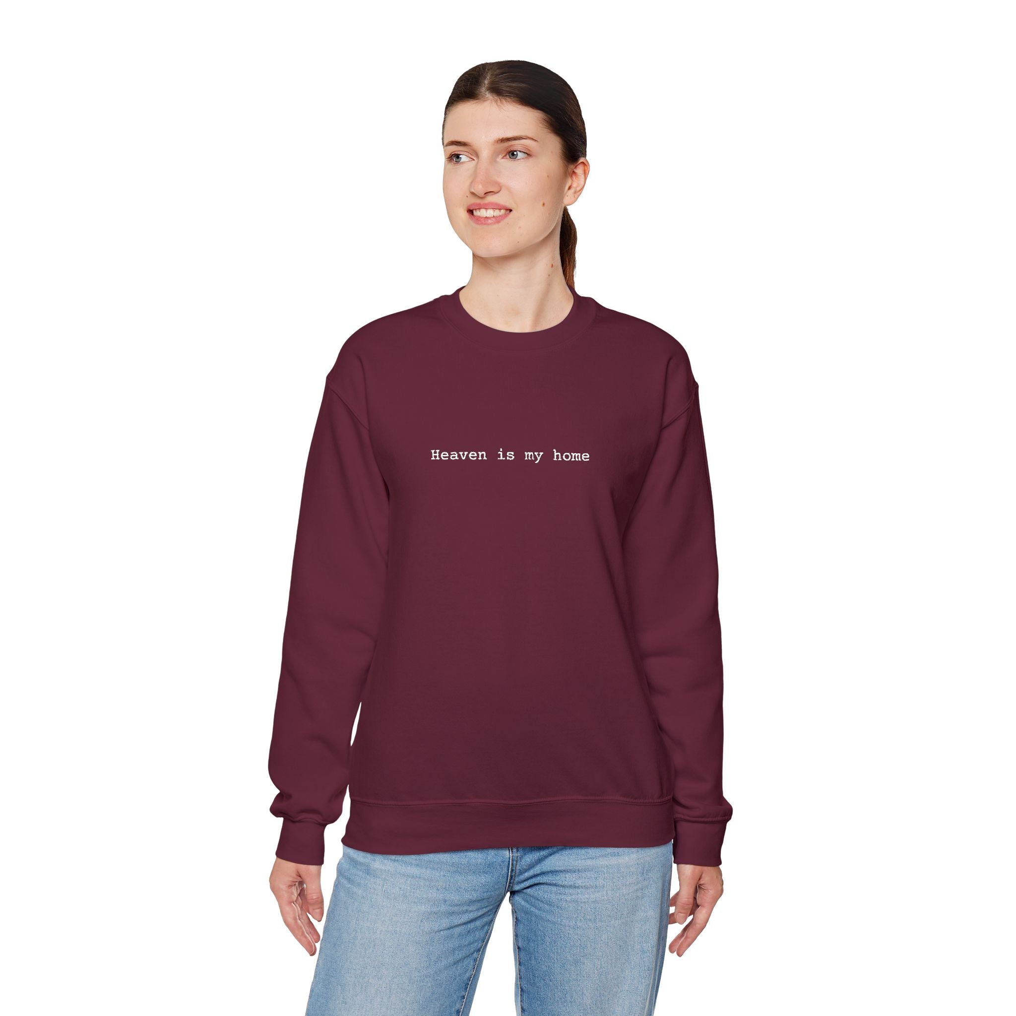 Embroidered Heaven is my Home Christian Unisex Crewneck Gildan Sweatshirt