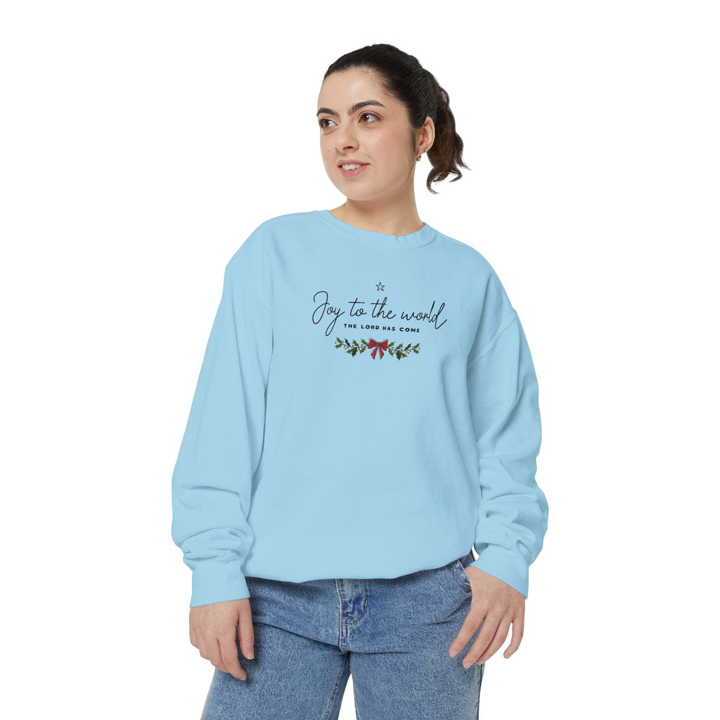 Joy to the World Comfort Colors Unisex Sweatshirt | Cozy Holiday Gift, Casual Fashion, Christmas Apparel, Festive Sweater, Unisex Holiday Wear