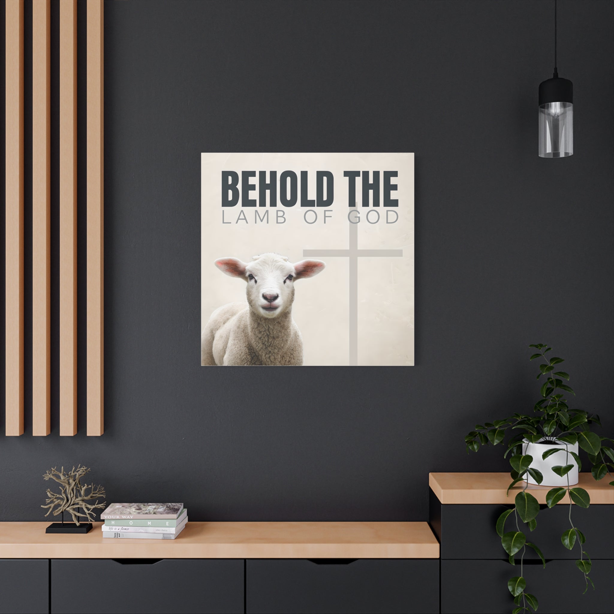 Behold the Lamb of God Canvas – Christian Wall Art with Lamb & Cross Design (Multiple Sizes)