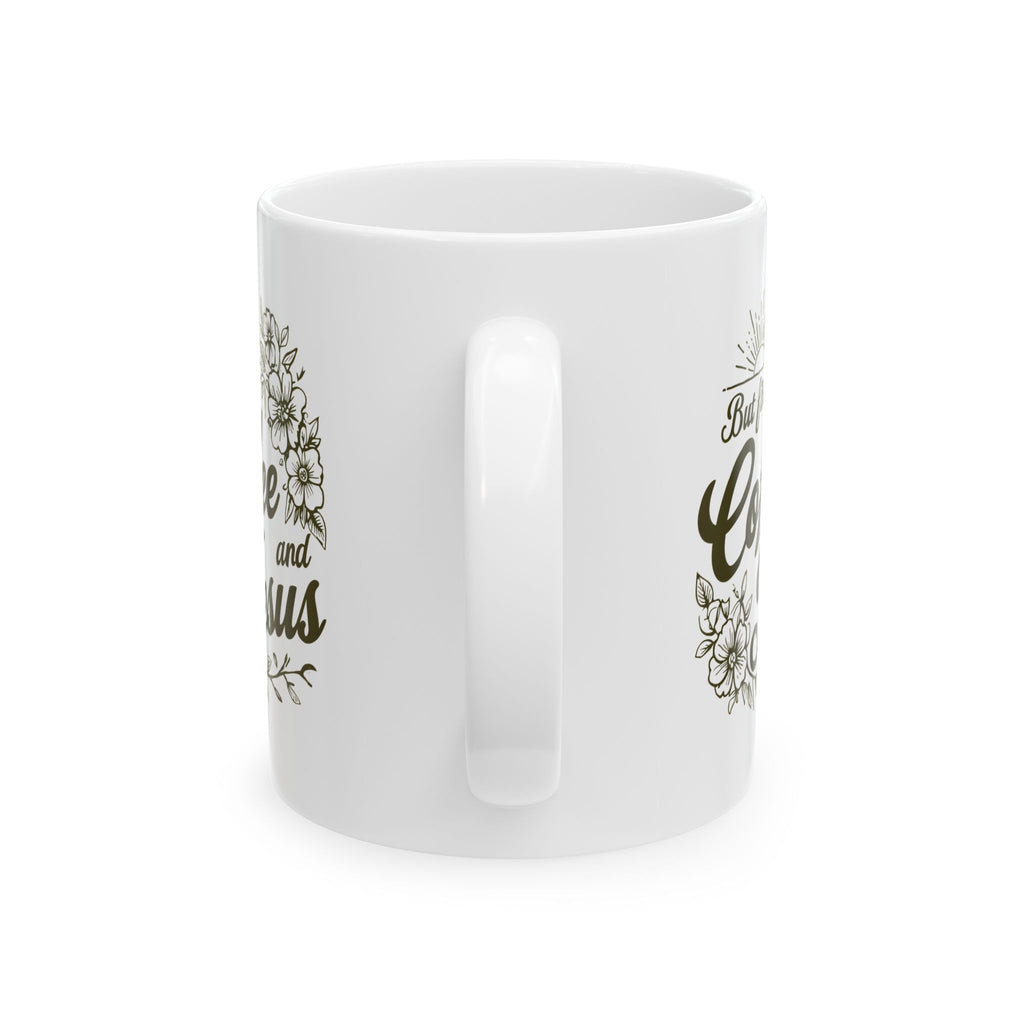Jesus + Coffee Christian Coffee Mug | Faith Ceramic Mug 11oz & 15oz | Botanical Design Christian Gift