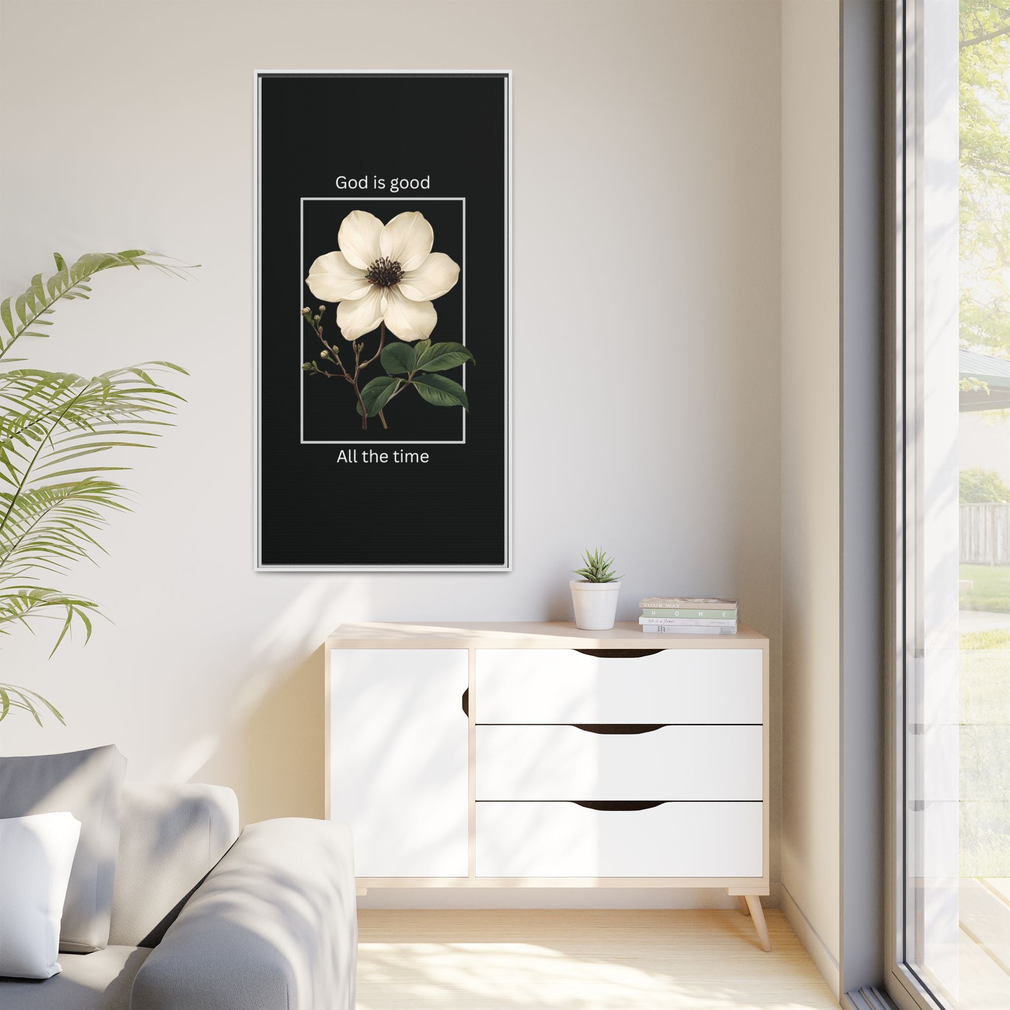 God is Good All The Time Christian Framed Matte Canvas Wall Art | Faith Inspirational Home Decor