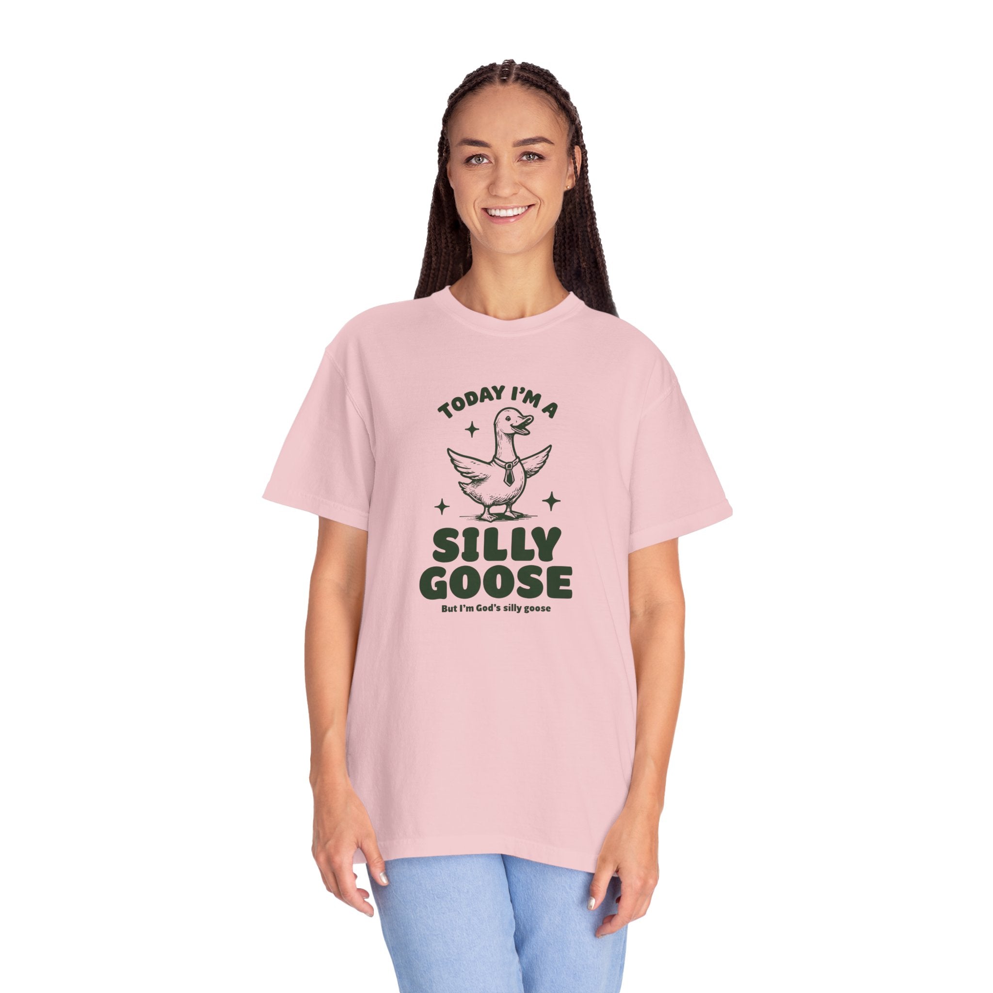 God’s Silly Goose with tie Christian T-Shirt | Graphic Tee | Unisex Garment Dyed Cotton Top S-4XL