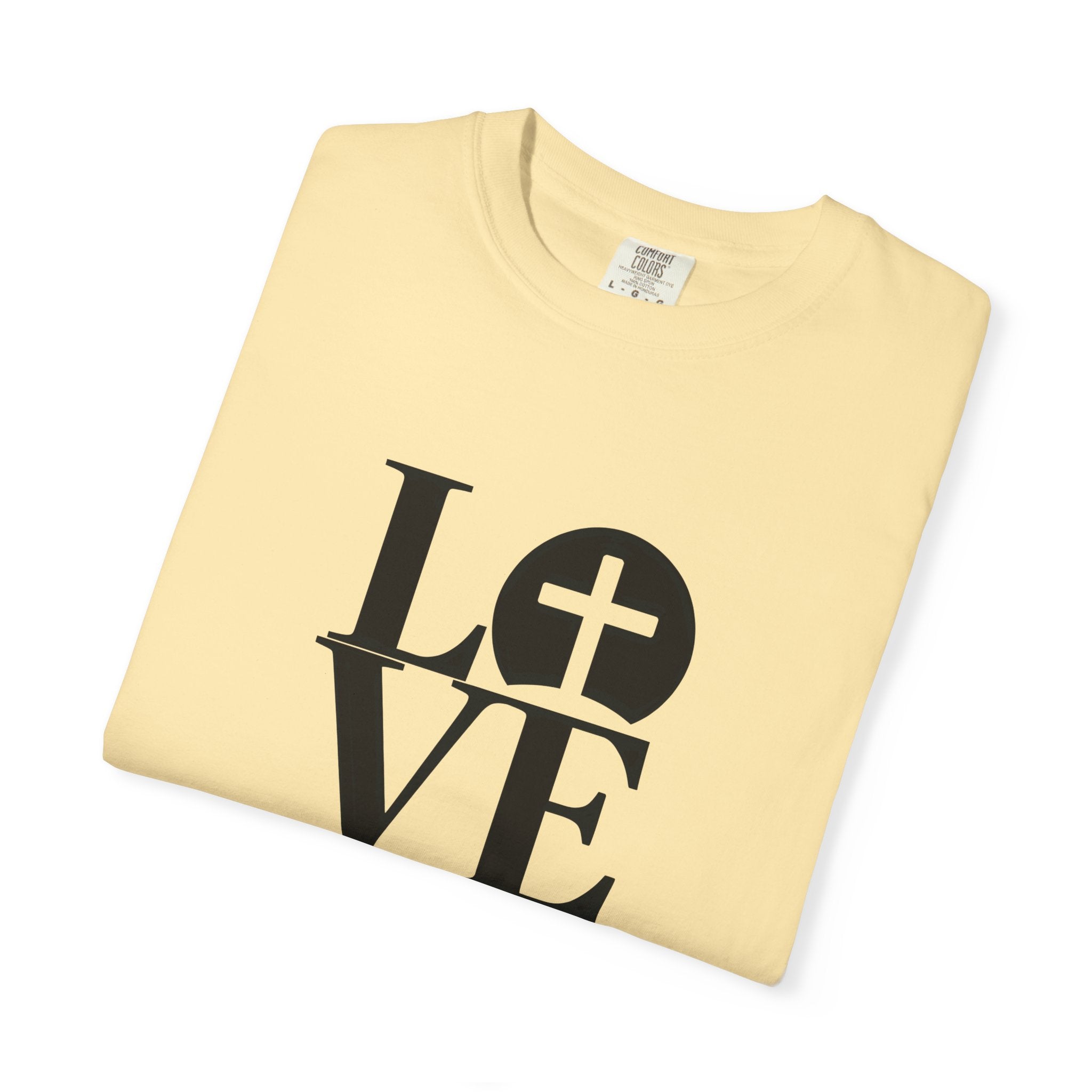 LOVE Cross Christian T-Shirt | Comfort Colors Faith-Based Unisex Tee (S–4XL) | Jesus is Love Shirt