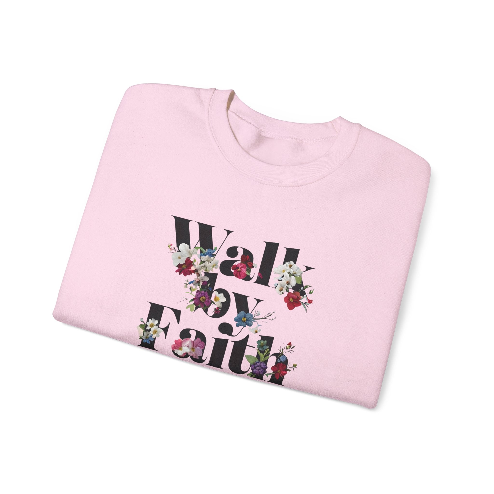 Walk By Faith Floral Gildan Crewneck Unisex Christian Sweatshirt