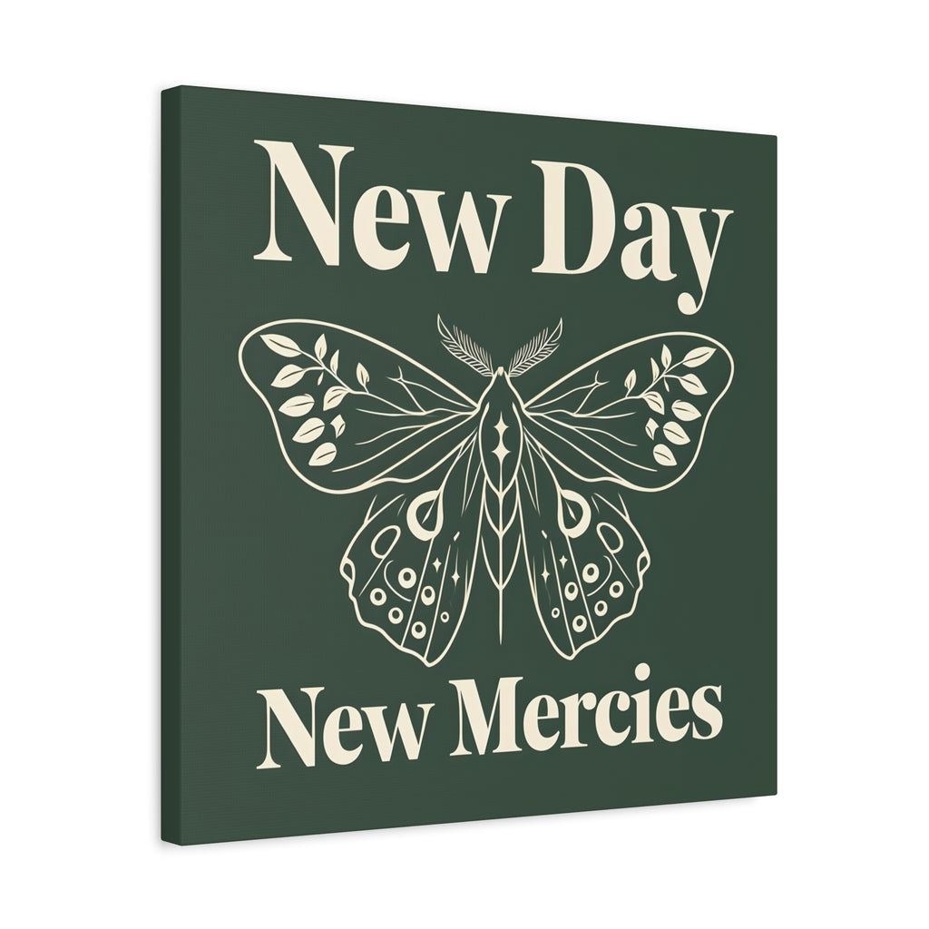 New Day New Mercies Christian Matte Canvas Wall Art | Faith Home Decor | Christian Housewarming Gift