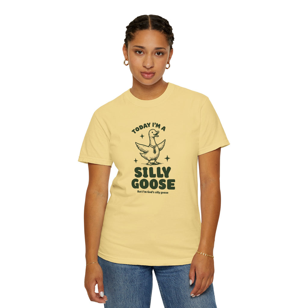 God’s Silly Goose with tie Christian T-Shirt | Graphic Tee | Unisex Garment Dyed Cotton Top S-4XL