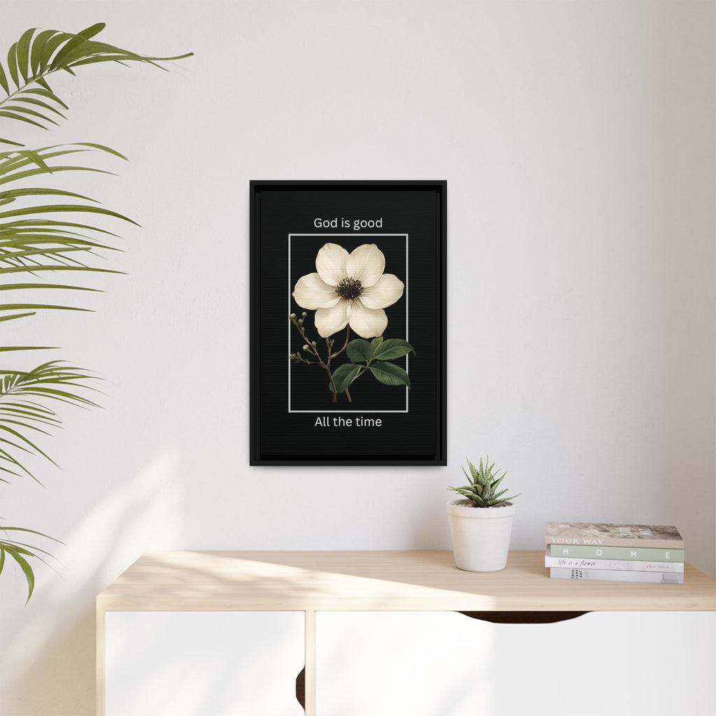 God is Good All The Time Christian Framed Matte Canvas Wall Art | Faith Inspirational Home Decor