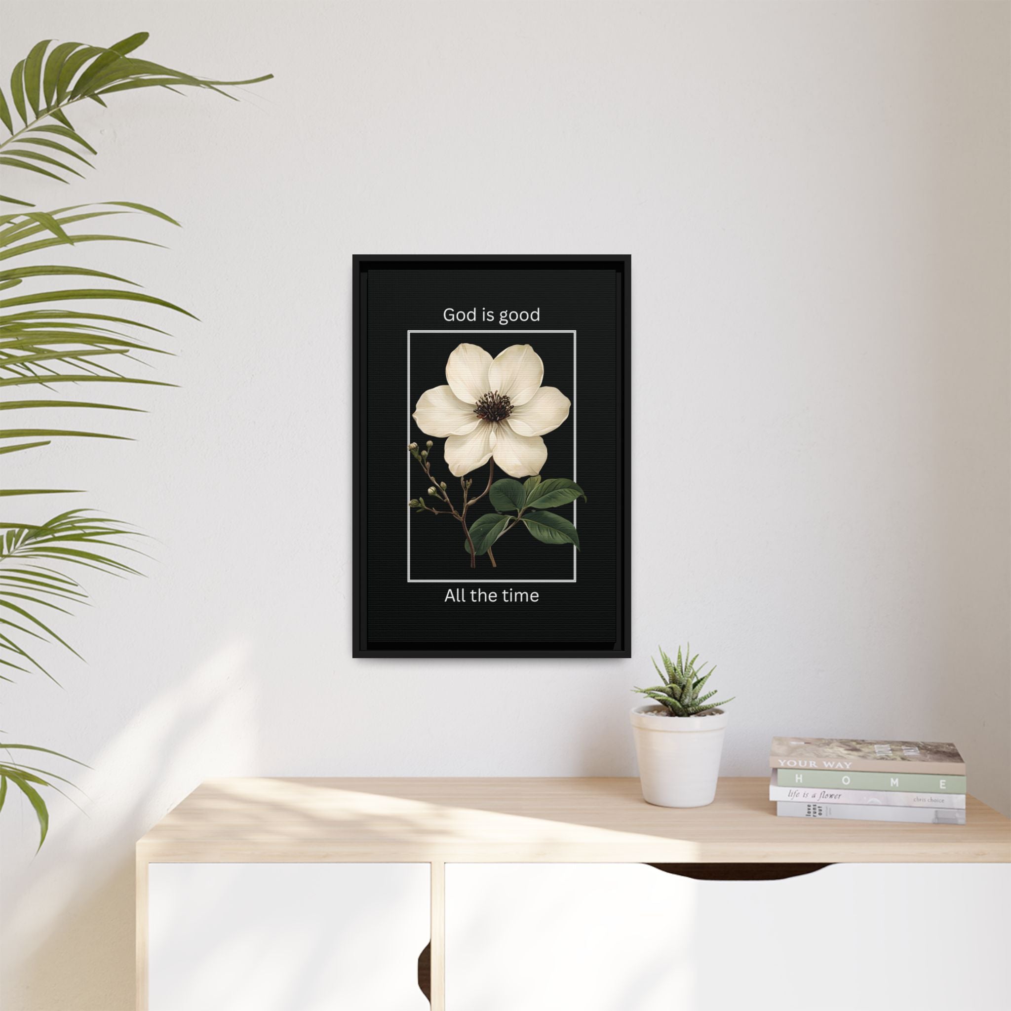 God is Good All The Time Christian Framed Matte Canvas Wall Art | Faith Inspirational Home Decor