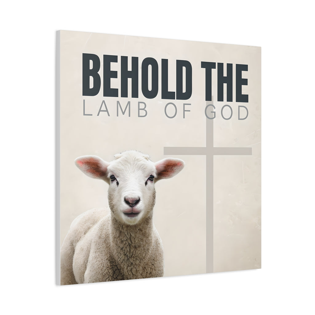 Behold the Lamb of God Canvas – Christian Wall Art with Lamb & Cross Design (Multiple Sizes)