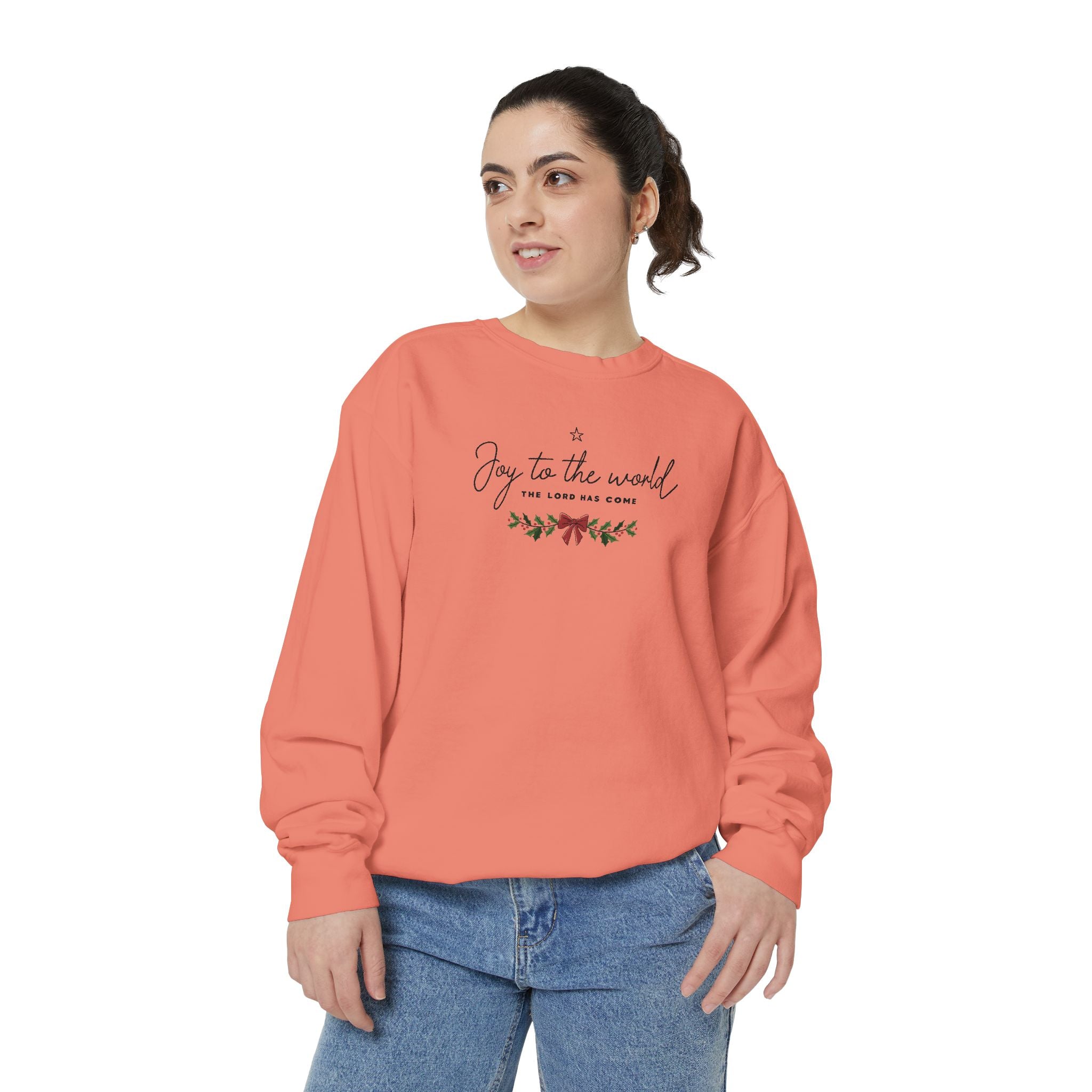 Joy to the World Comfort Colors Unisex Sweatshirt | Cozy Holiday Gift, Casual Fashion, Christmas Apparel, Festive Sweater, Unisex Holiday Wear