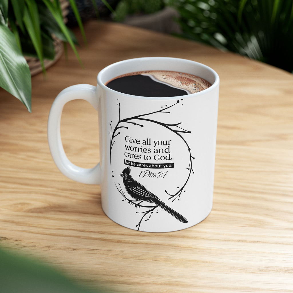 1 Peter 1:7 Christian Coffee Mug 11oz & 15oz – Faith Inspirational Gift for Women & Men