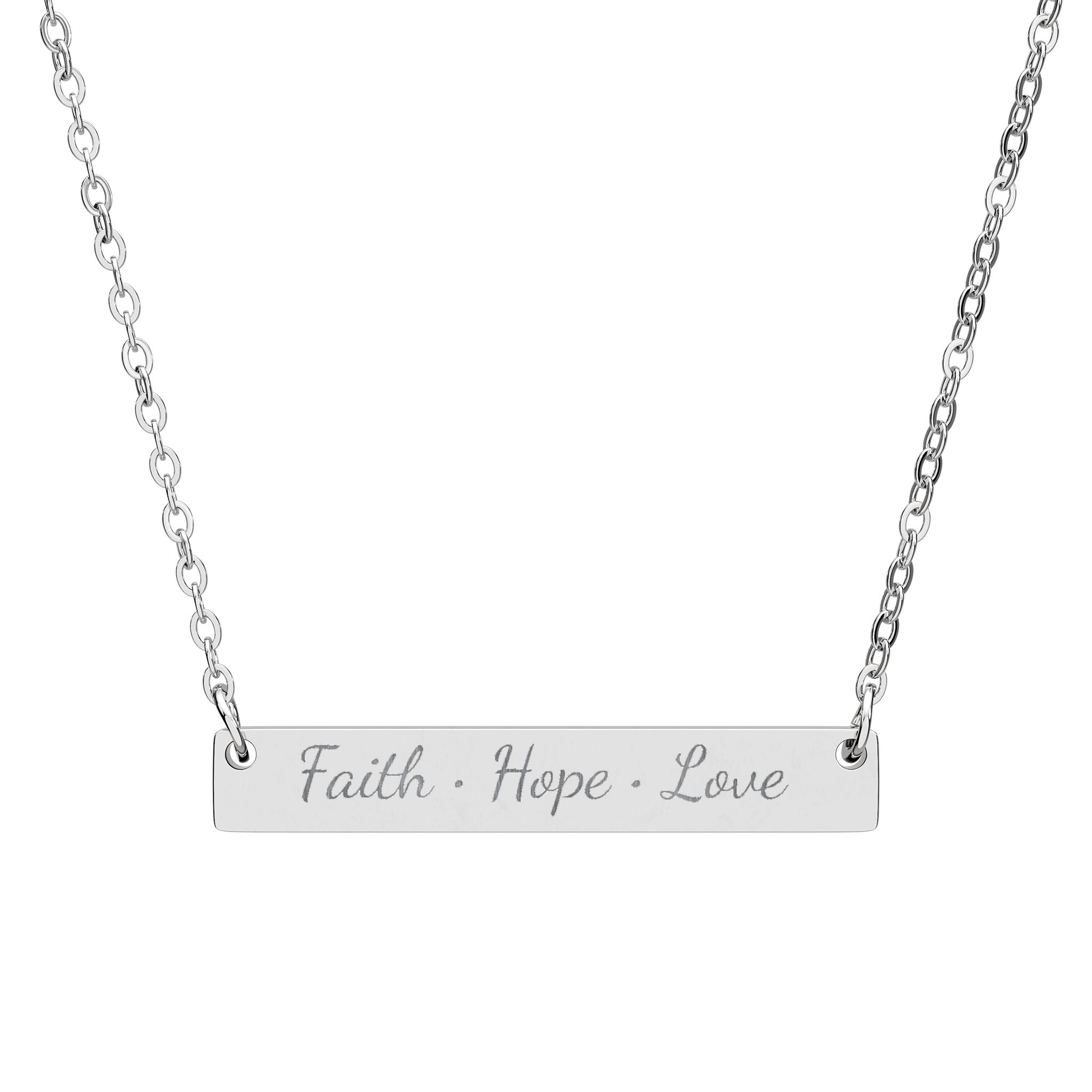 Faith Hope Love Christian Bar Necklace | Engraved Stainless Steel Faith Jewelry Gift