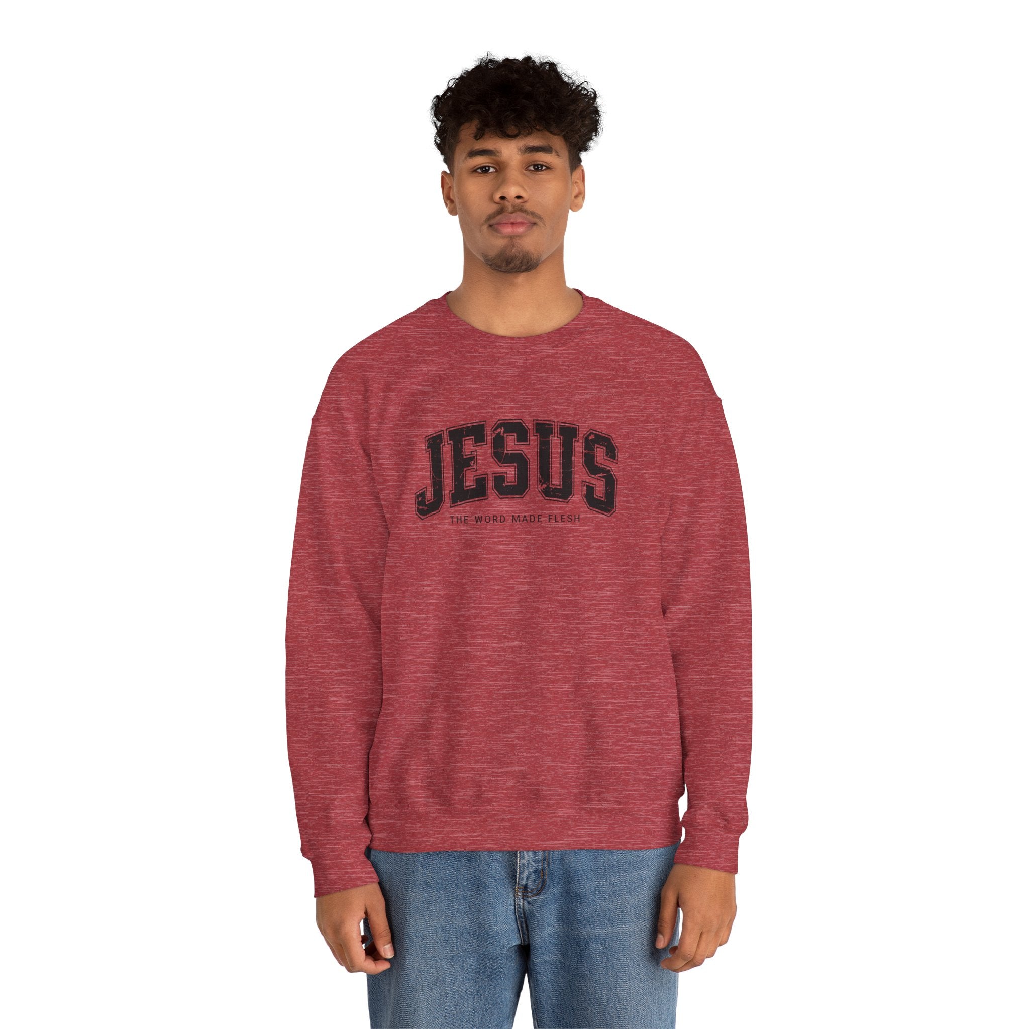 Jesus the Word Made Flesh Gildan Crewneck Sweatshirt | Christian Unisex Sweatshirt | Faith Apparel | Religious Gift