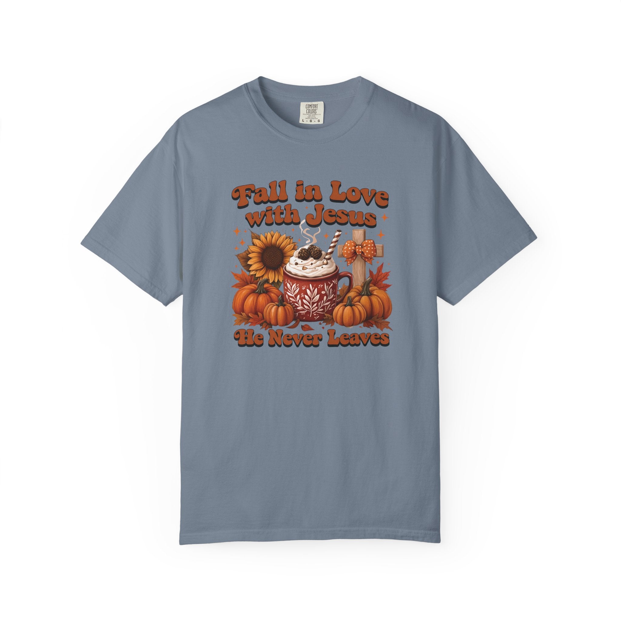 Fall in Love with Jesus Unisex Garment Dyed Comfort Colors T-Shirt | Christian Fall T-Shirt | Faith Based Thanksgiving Tee | Unisex Religious Cotton Top