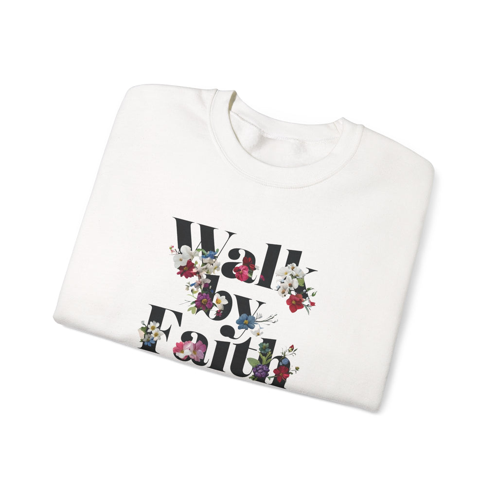 Walk By Faith Floral Gildan Crewneck Unisex Christian Sweatshirt