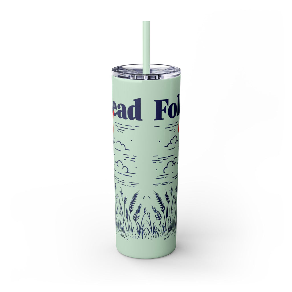 Follow His Lead, Not the Herd, 20 oz Insulated Skinny Tumbler | Stainless Steel Travel Cup | Christian Drinkware | Highland Cow