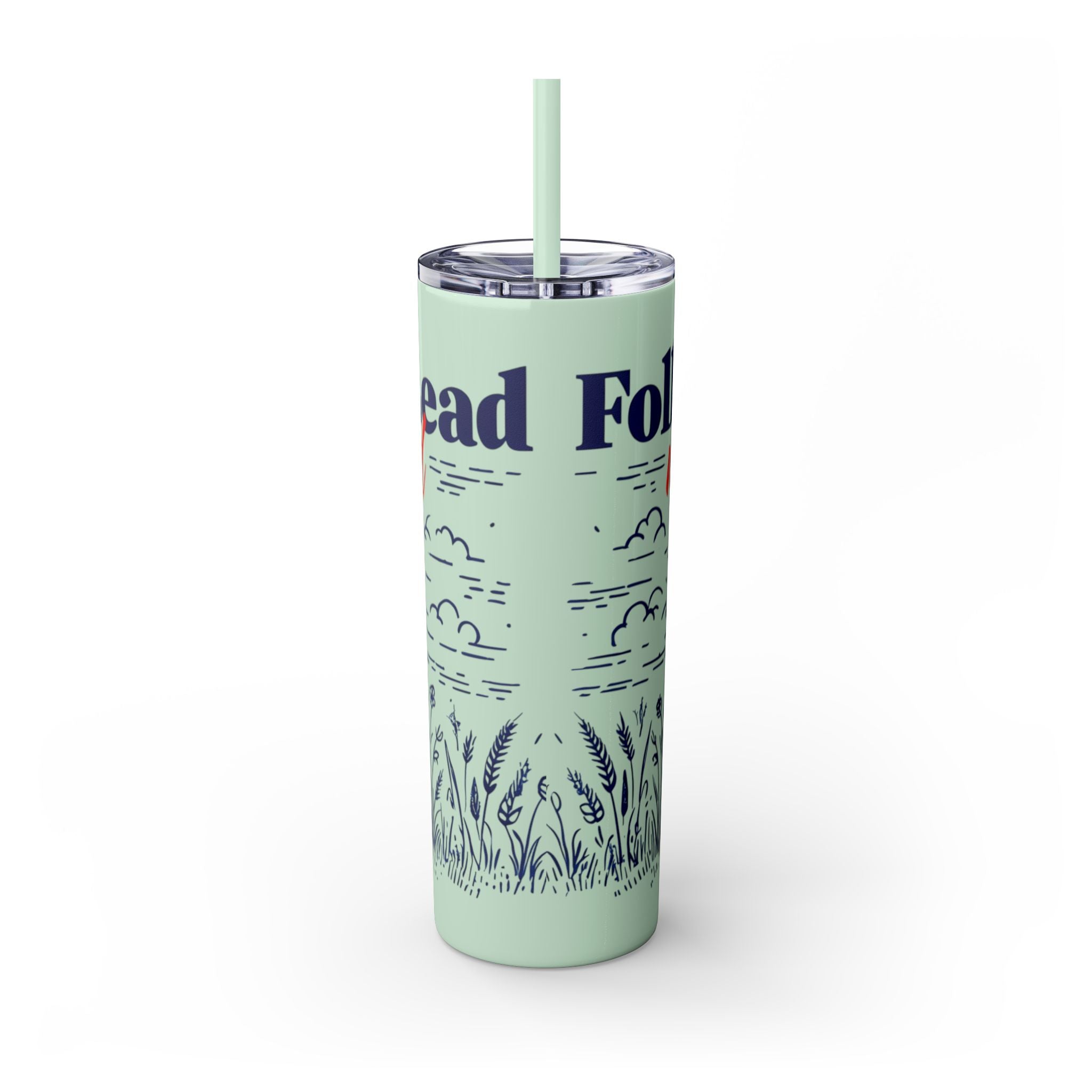 Follow His Lead, Not the Herd, 20 oz Insulated Skinny Tumbler | Stainless Steel Travel Cup | Christian Drinkware | Highland Cow