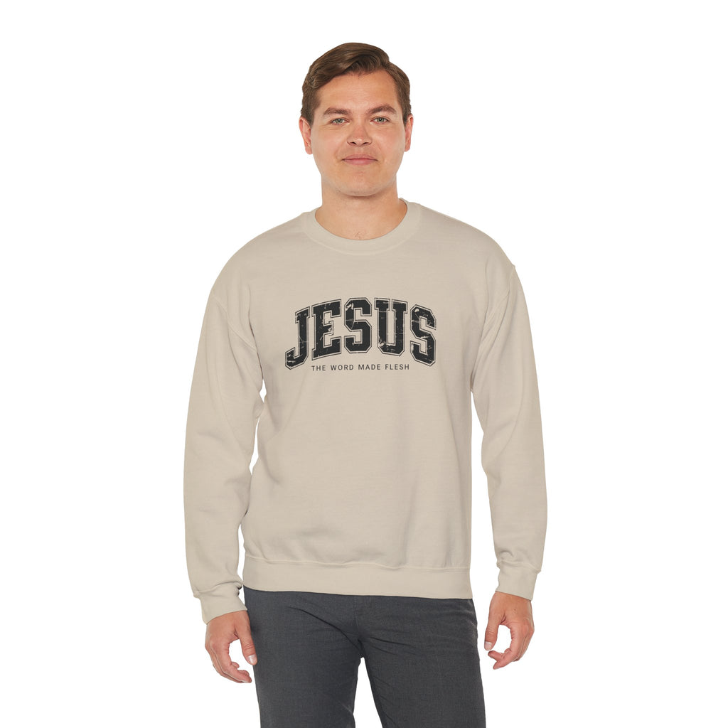 Jesus the Word Made Flesh Gildan Crewneck Sweatshirt | Christian Unisex Sweatshirt | Faith Apparel | Religious Gift