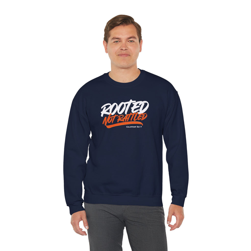 Rooted Not Rattled Gildan Christian Sweatshirt | Unisex Crewneck Pullover | Christian Gift