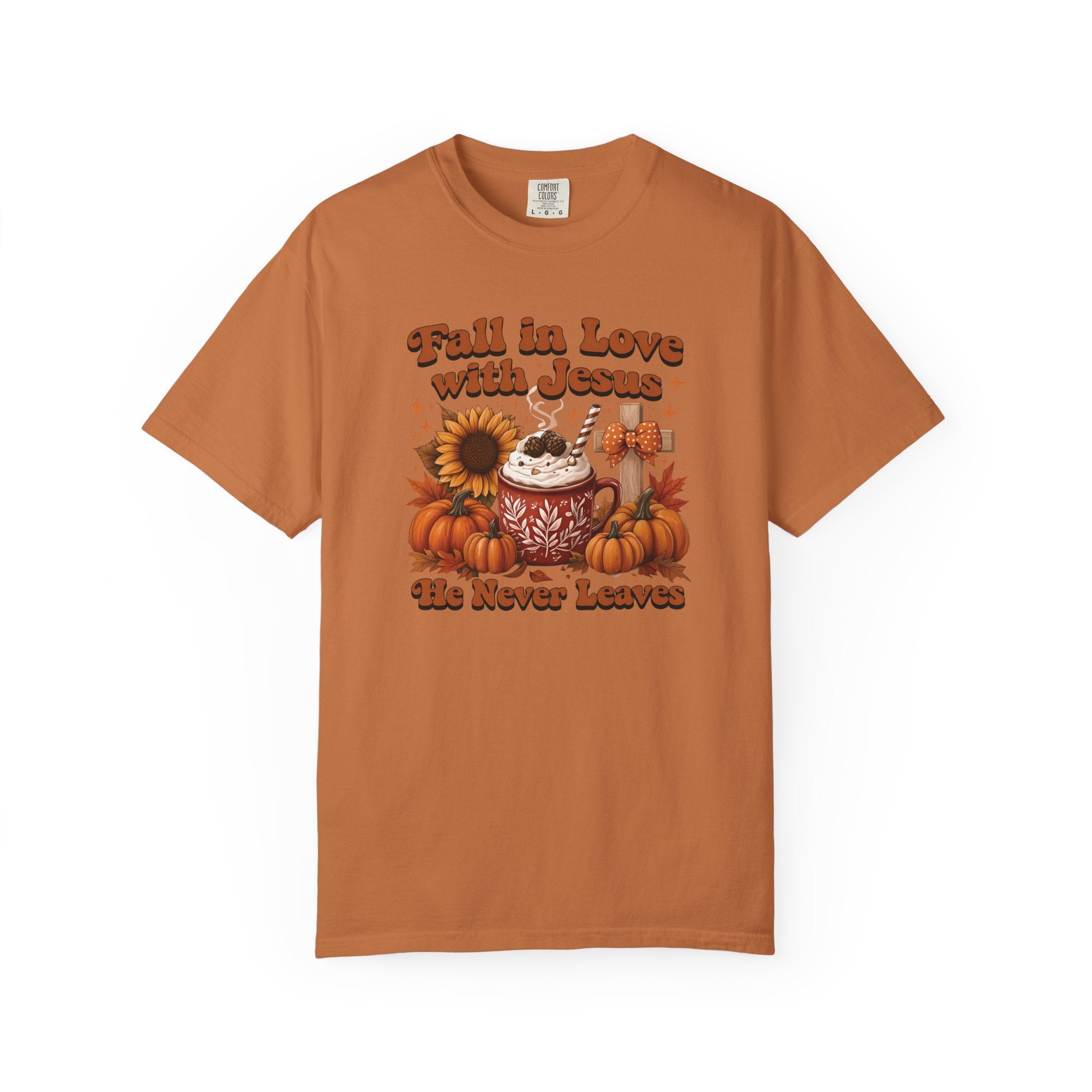 Fall in Love with Jesus Unisex Garment Dyed Comfort Colors T-Shirt | Christian Fall T-Shirt | Faith Based Thanksgiving Tee | Unisex Religious Cotton Top