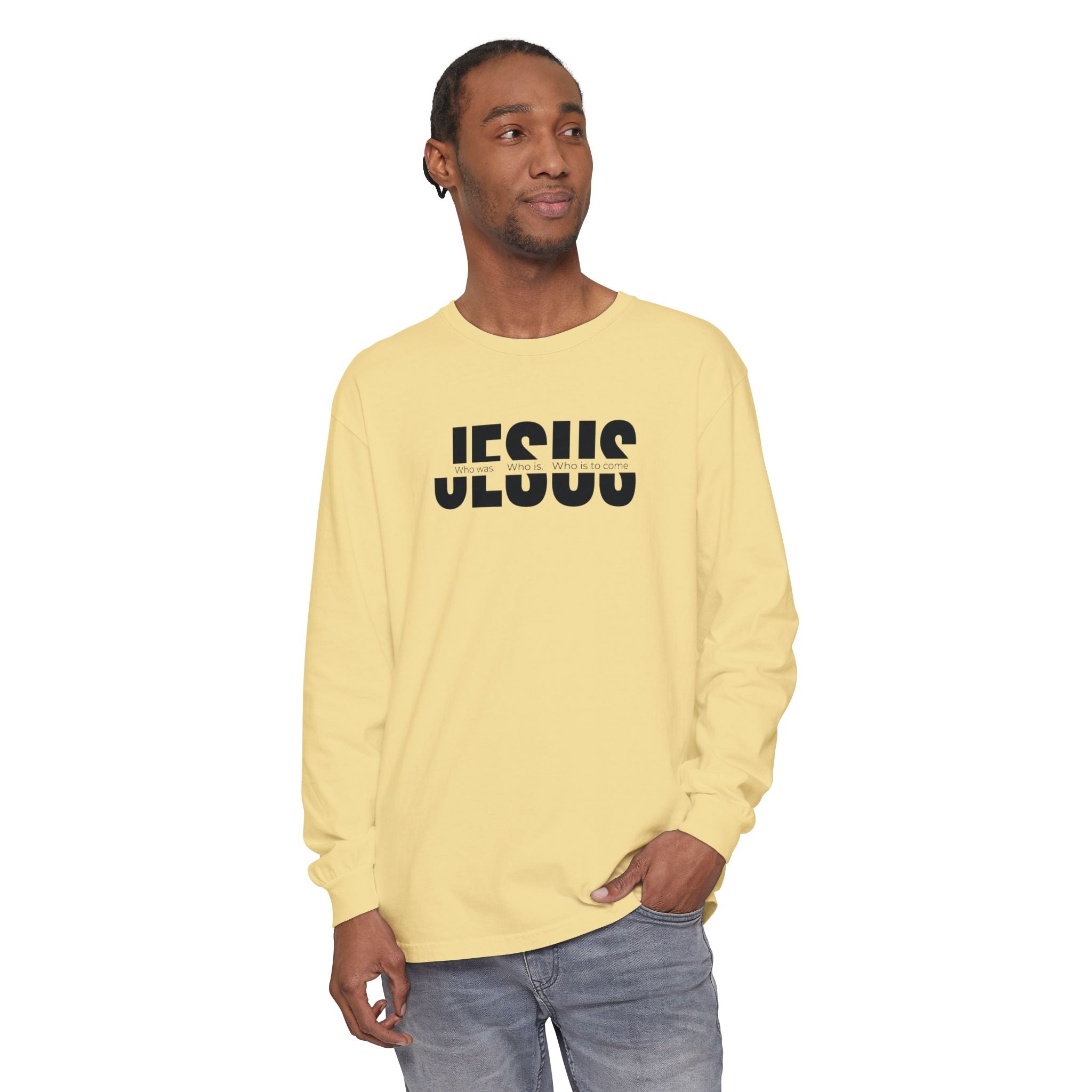 Jesus Comfort Colors Christian Long Sleeve Shirt | Faith Graphic Tee | Garment Dyed Cotton