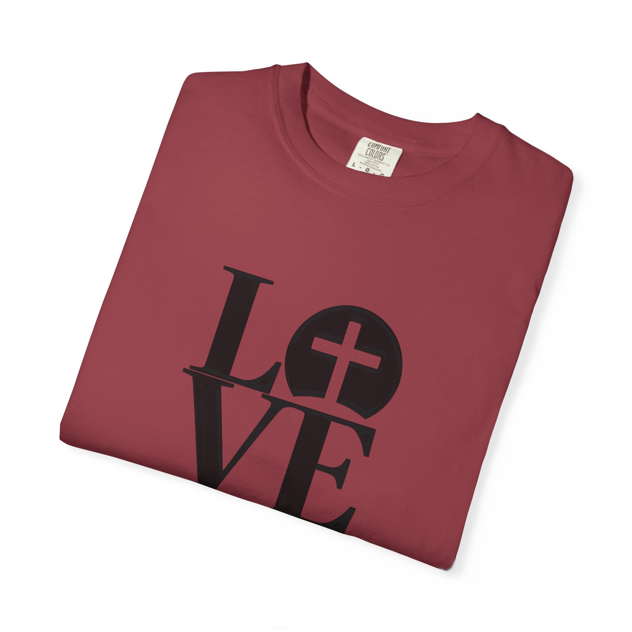 LOVE Cross Christian T-Shirt | Comfort Colors Faith-Based Unisex Tee (S–4XL) | Jesus is Love Shirt